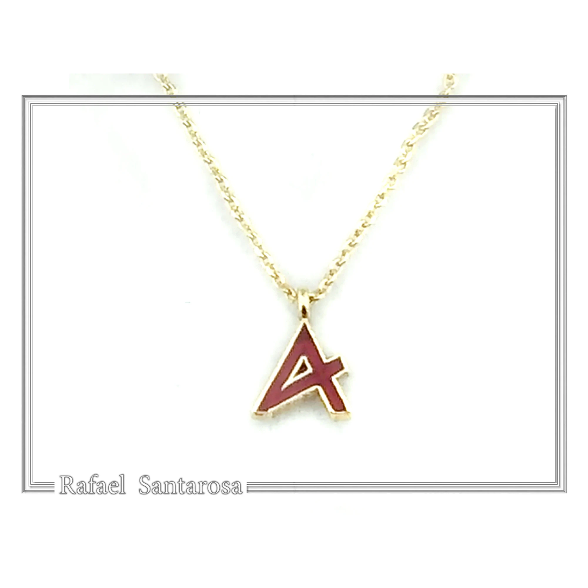 Dainty Initial personalised Necklace: Enamel Ancient Greek Font, 26 Characters 18K Gold Filled silver — additional product image 2 from Rafael Santarosa Fine Jewelry