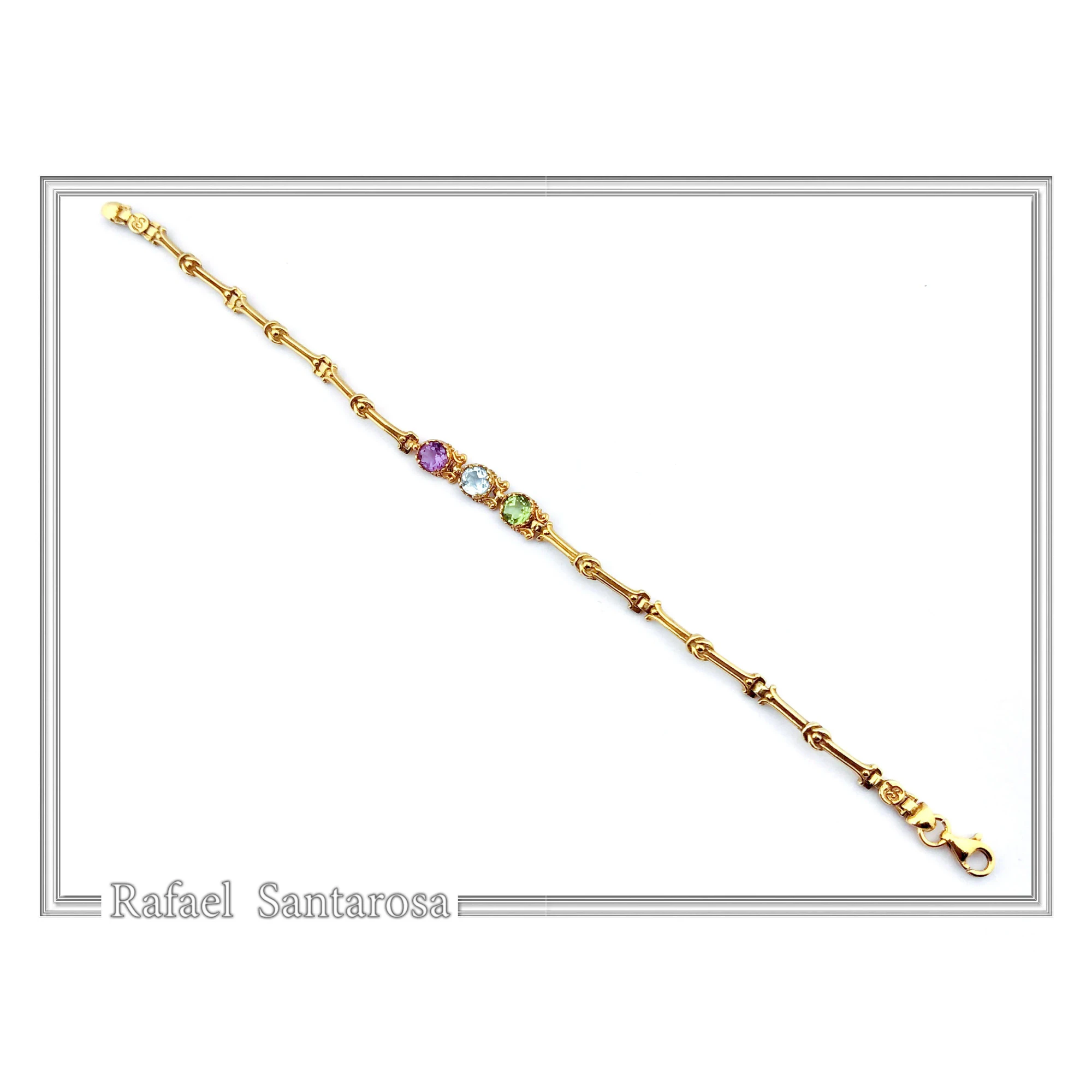 Amethyst, Topaz, Peridot, Garnet, Citrine Gemstone Beaded Bracelet: Sterling Silver 18K Gold Filled — additional product image 7 from Rafael Santarosa Fine Jewelry