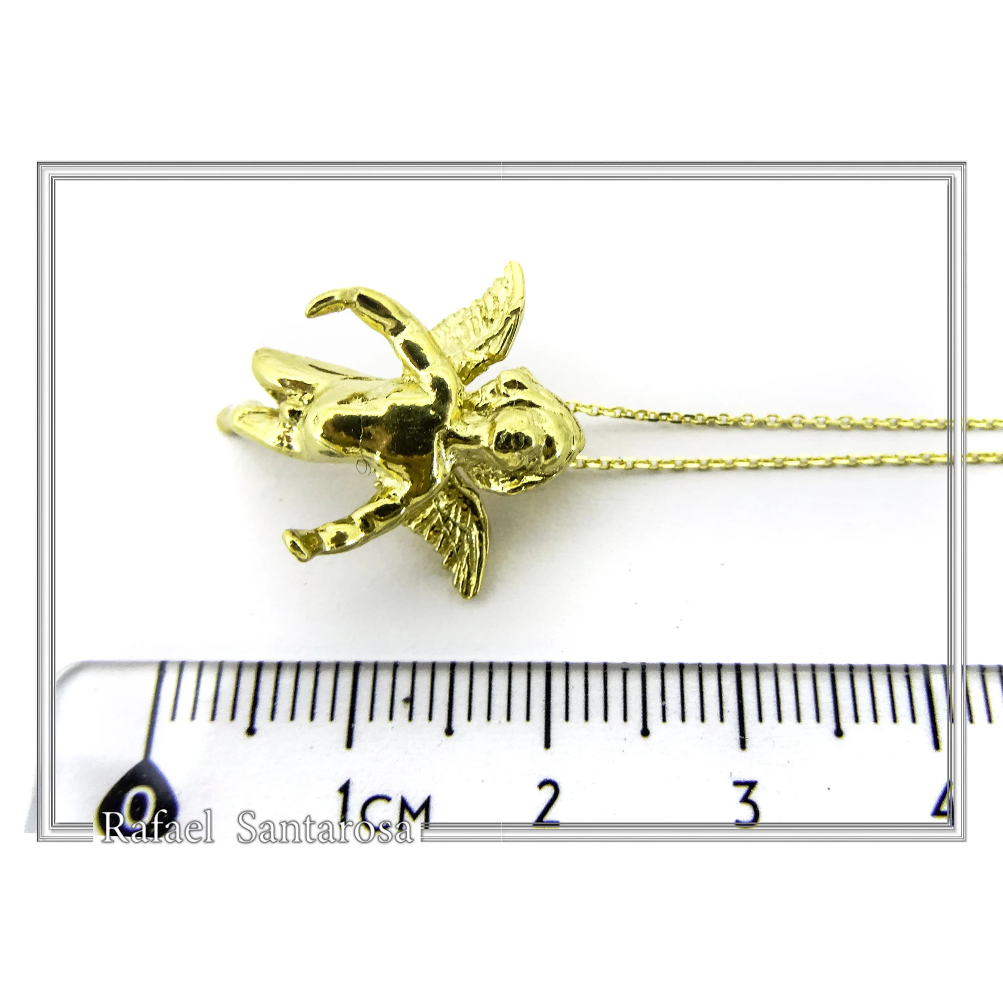 Baby Cupid Angel Pendant Symbol of Love: Sterling Silver 18K Gold Filled Necklace — additional product image 7 from Rafael Santarosa Fine Jewelry