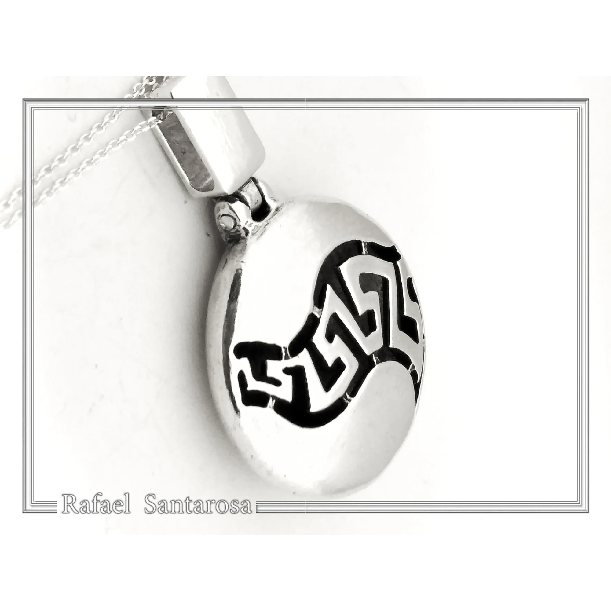 Weavy Greek Key Meander Eternity Symbol Necklace: Solid Sterling Silver Pendant — additional product image 2 from Rafael Santarosa Fine Jewelry