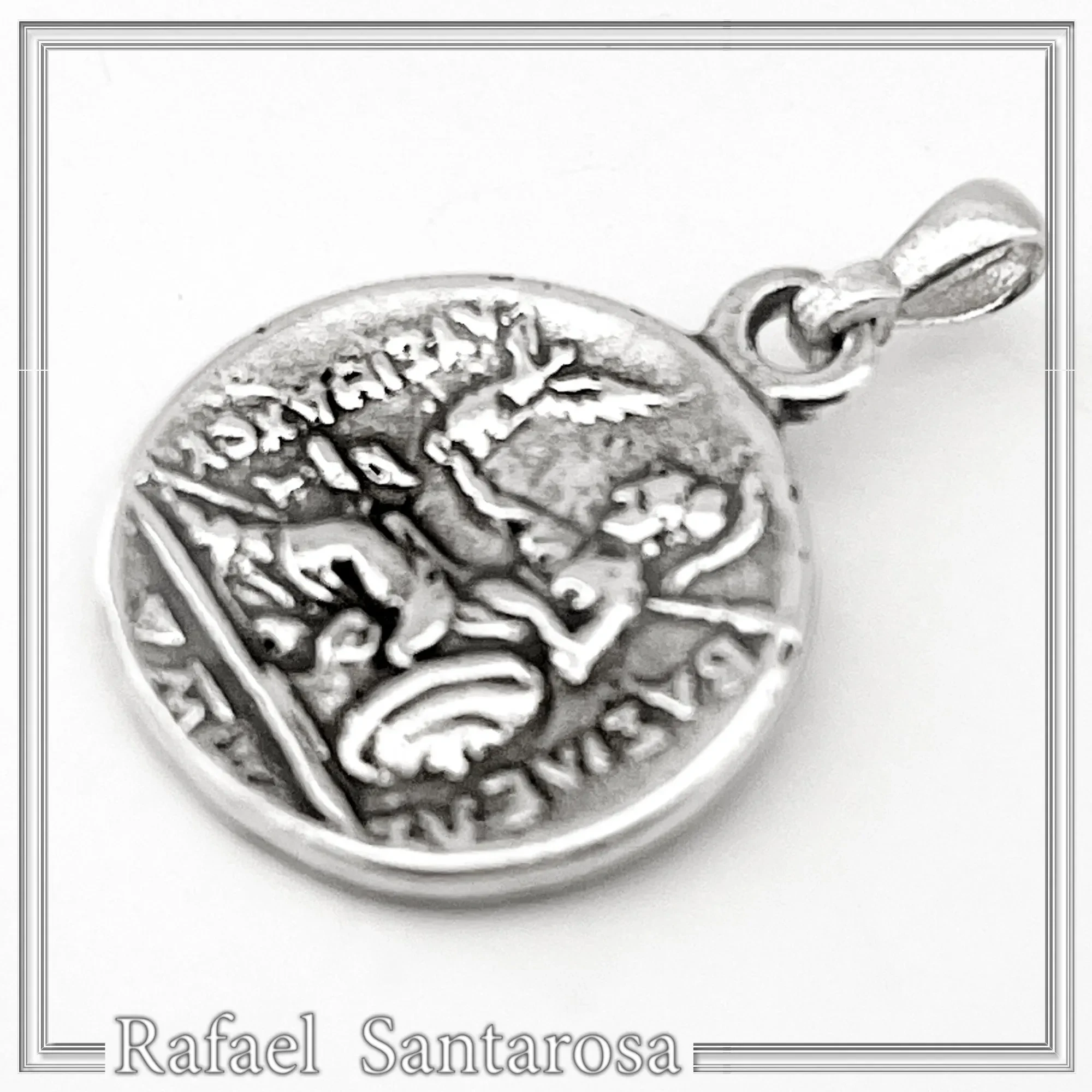 Ancient Greek sterling silver tetradrachm pendant with deified Alexander the Macedon, Lysimachus coin museum replica — additional product image 5 from Rafael Santarosa Fine Jewelry