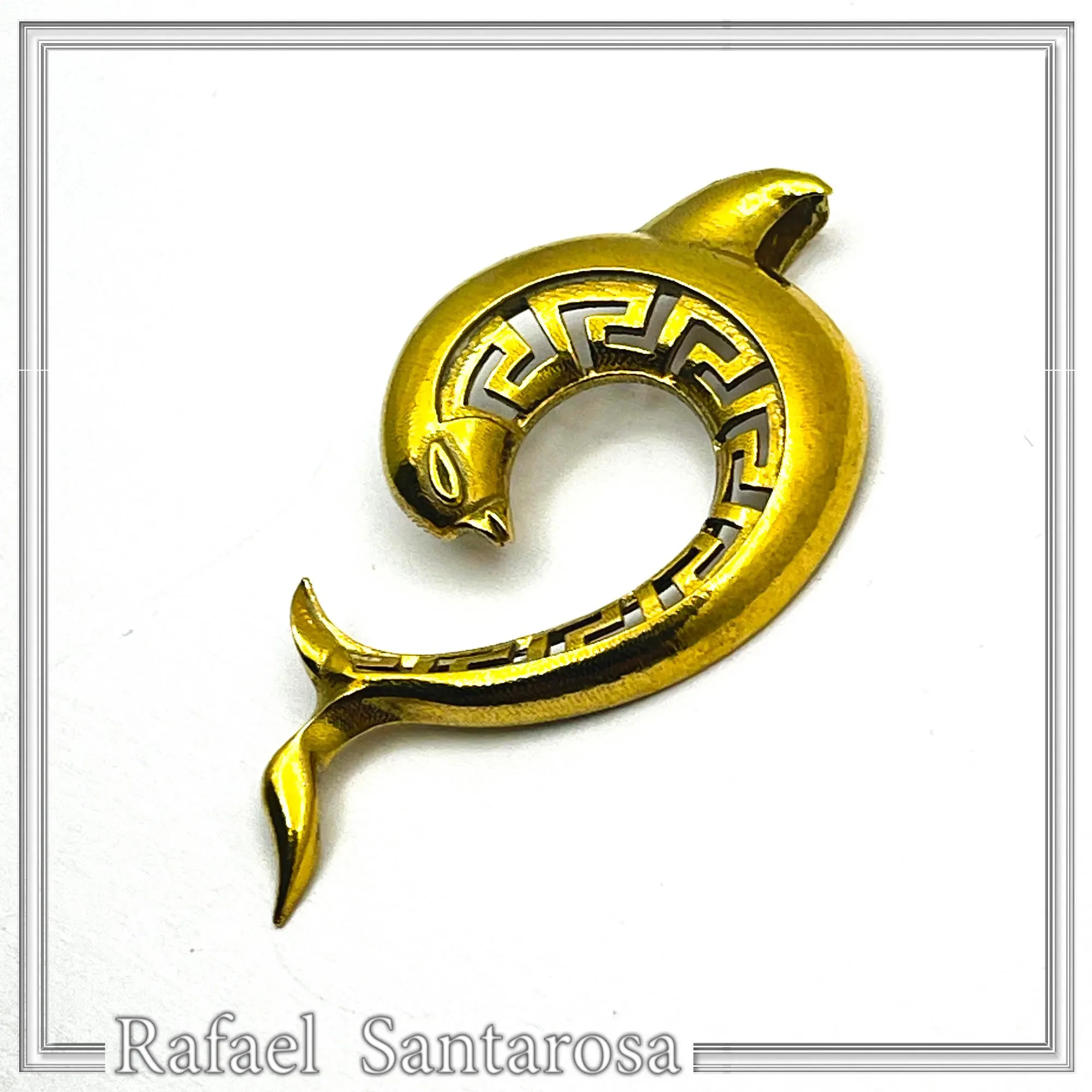 Sterling Silver Dolphin Pendant, 18K Gold Filled Meander Necklace, Ancient Greek Jewelry — additional product image 7 from Rafael Santarosa Fine Jewelry