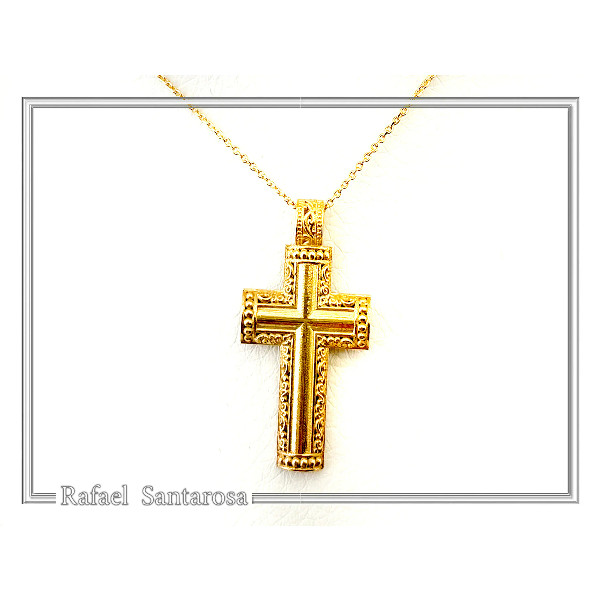 Byzantine Filigree Christian Religious Cross Pendant 18K Gold Filled Sterling Silver — additional product image 6 from Rafael Santarosa Fine Jewelry