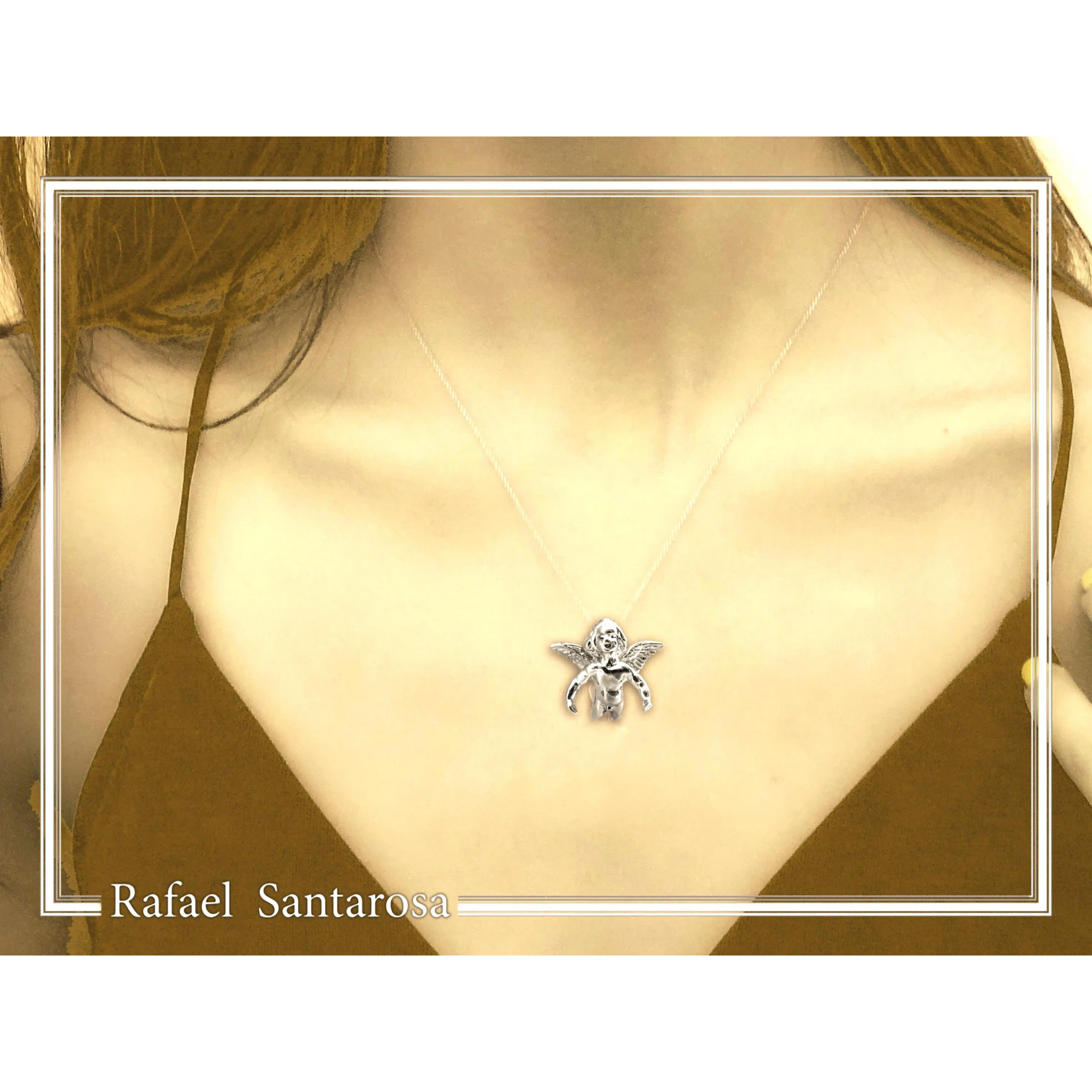 Greek Eros God of Love Angel Necklace Oxidized Sterling Silver Cupid Pendant — additional product image 3 from Rafael Santarosa Fine Jewelry