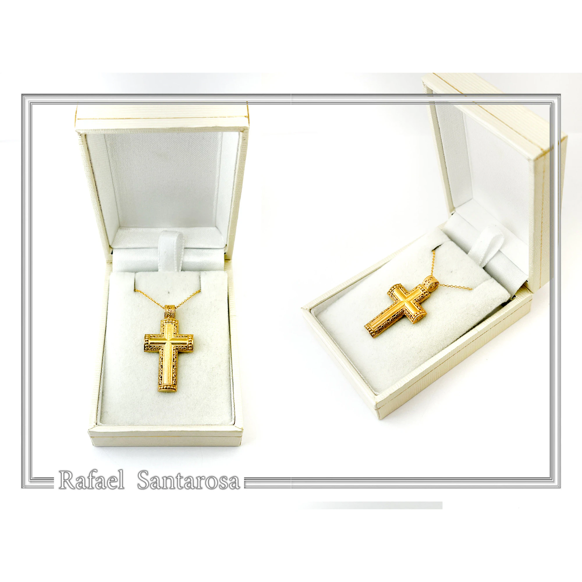 Byzantine Filigree Christian Religious Cross Pendant 18K Gold Filled Sterling Silver — additional product image 9 from Rafael Santarosa Fine Jewelry
