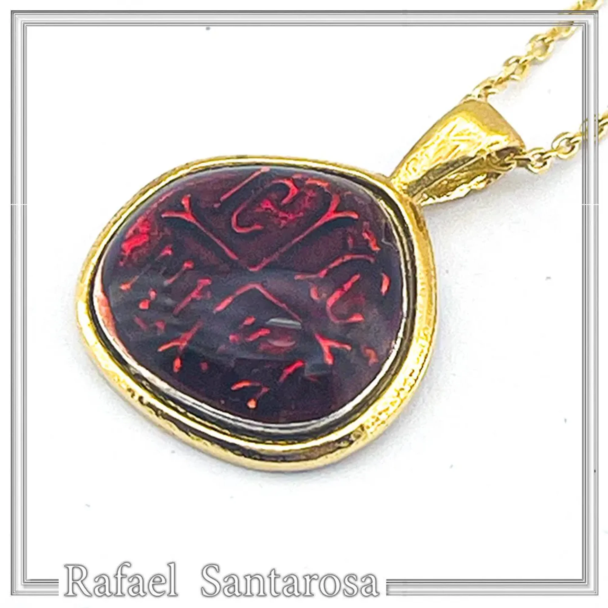Christogram Constantinato Jesus Name Prayer Necklace: Red Enamel on 18 karat Gold Filled Silver — additional product image 3 from Rafael Santarosa Fine Jewelry