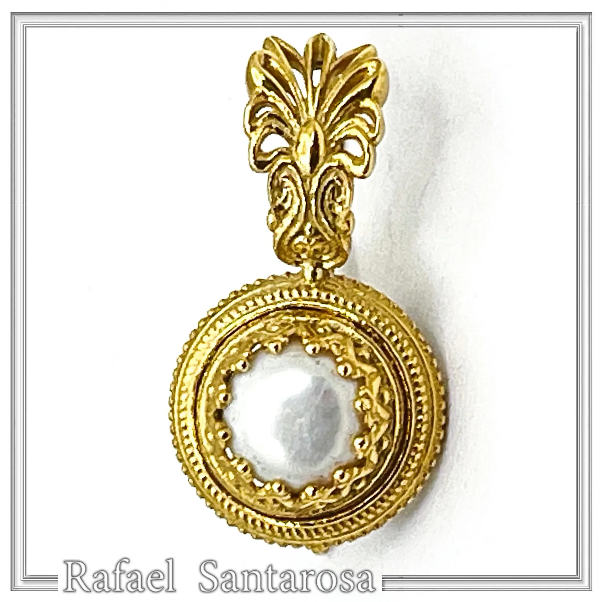 Ancient Greek Antefix Pearl Earrings: Sterling Silver 18K Gold-Filled Filigree jewelry — additional product image 6 from Rafael Santarosa Fine Jewelry