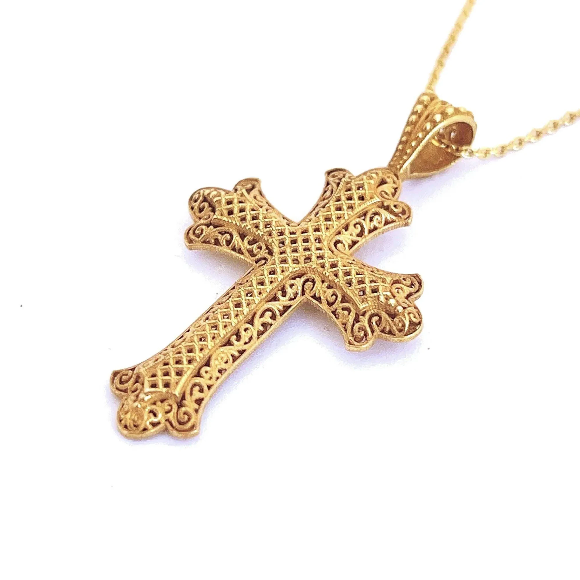 Byzantine Filigree Cross sterling silver 18K Gold filled Byzantine Museum Inspired — additional product image 2 from Rafael Santarosa Fine Jewelry
