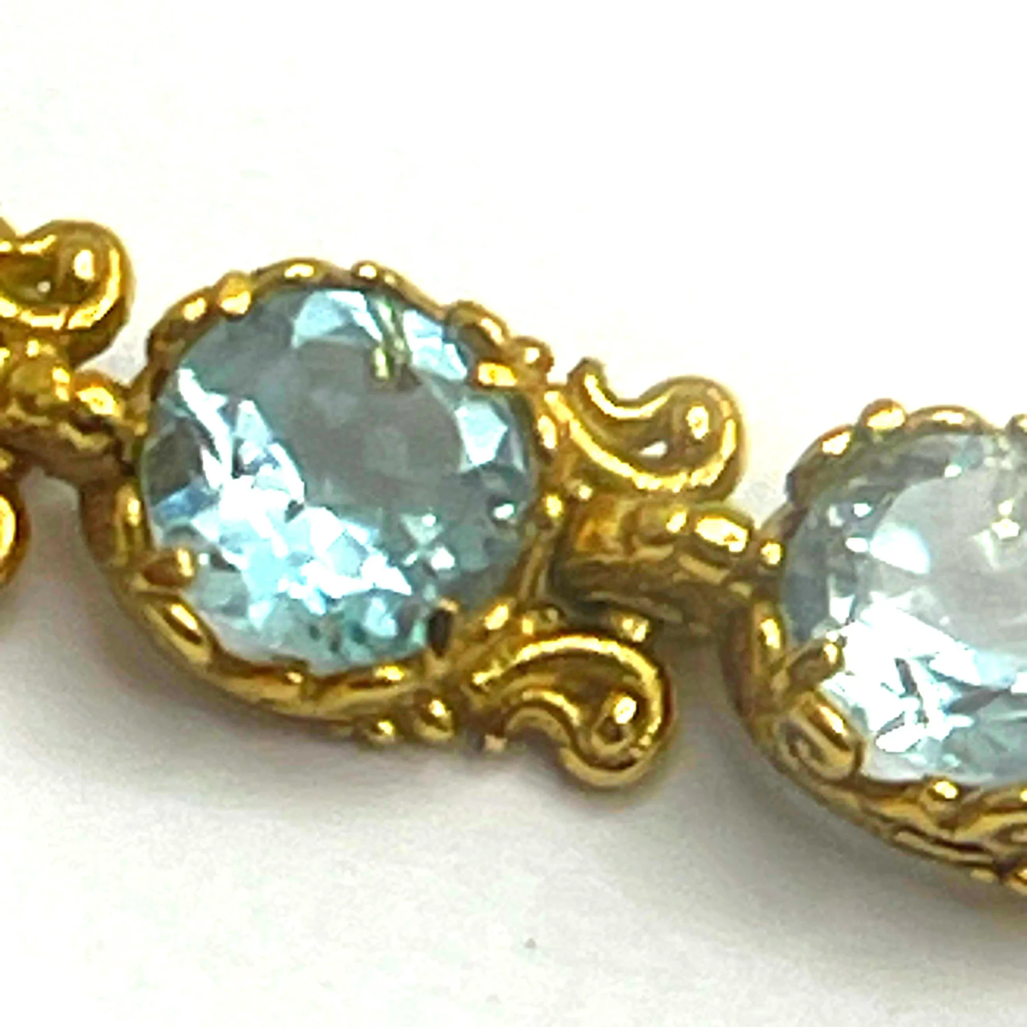 Genuine Brilliant cut Topaz Beaded Tennis Bracelet: 18K Solid Gold Byzantine Filigree Bracelet — additional product image 9 from Rafael Santarosa Fine Jewelry