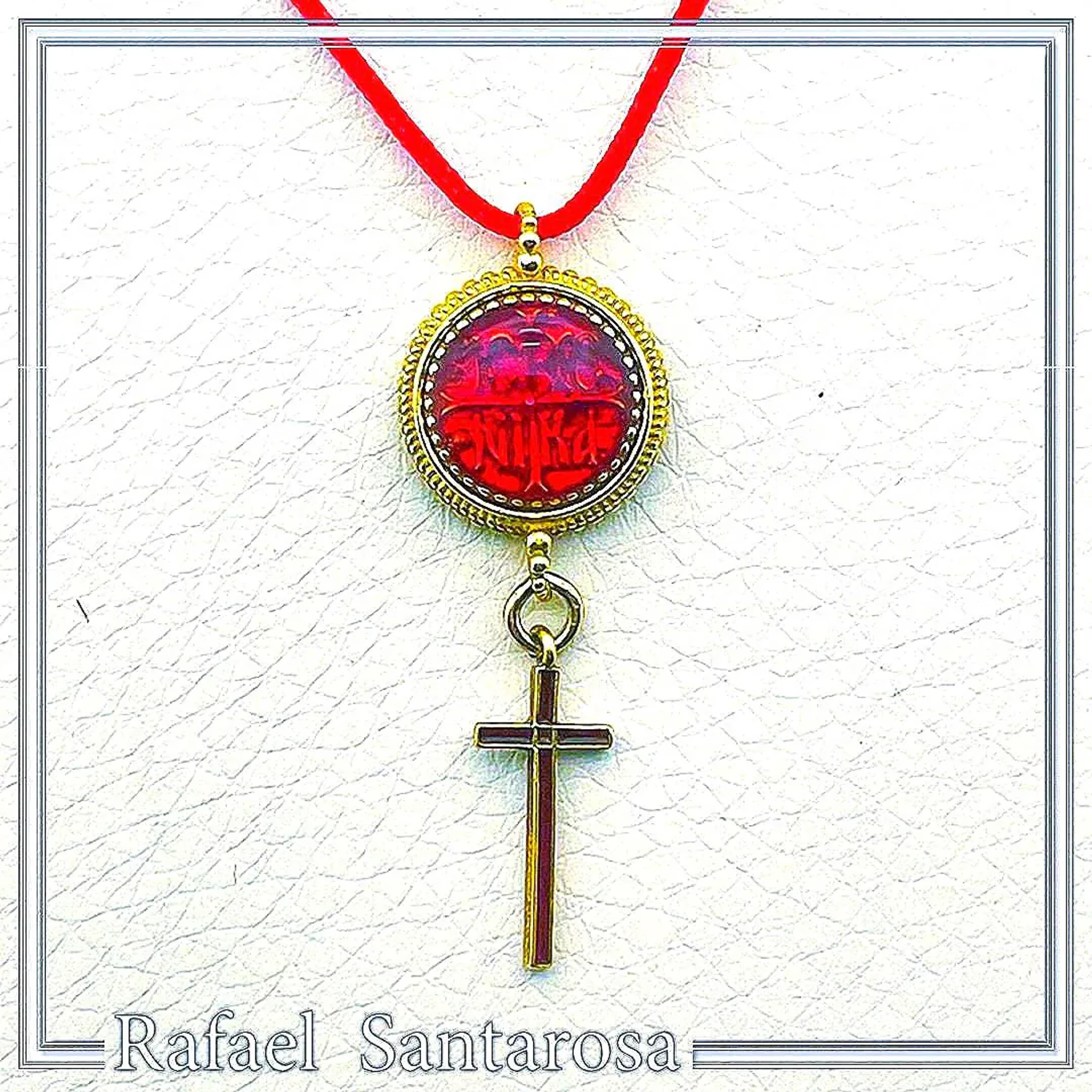 Konstantinato ICXC NIKA Cross Necklace: Red Enamel On 18K Gold-Filled Sterling Silver — additional product image 4 from Rafael Santarosa Fine Jewelry
