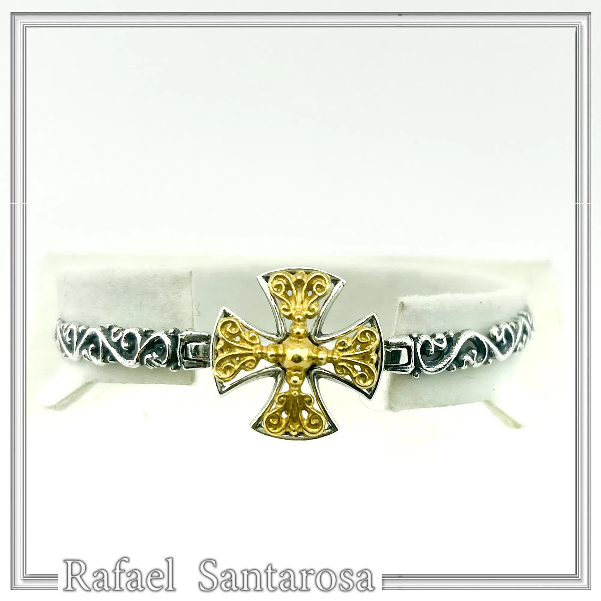 Byzantine Filigree Cross Bracelet: Oxidized and 18K Gold Filled Sterling Silver — additional product image 9 from Rafael Santarosa Fine Jewelry