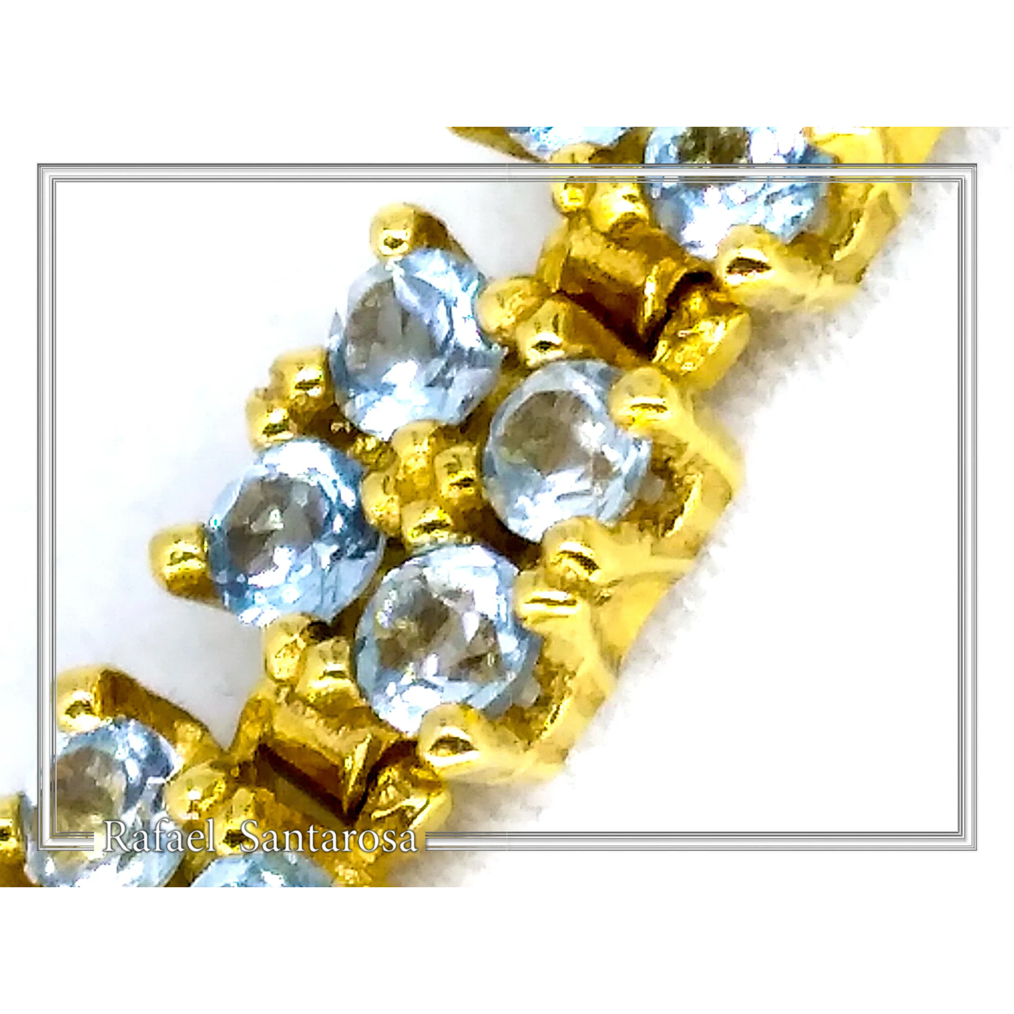Natural Sky Blue Topaz Beaded Dangle Pendant: Silver 18k Gold Filled, Brilliant Cut Gems — additional product image 5 from Rafael Santarosa Fine Jewelry
