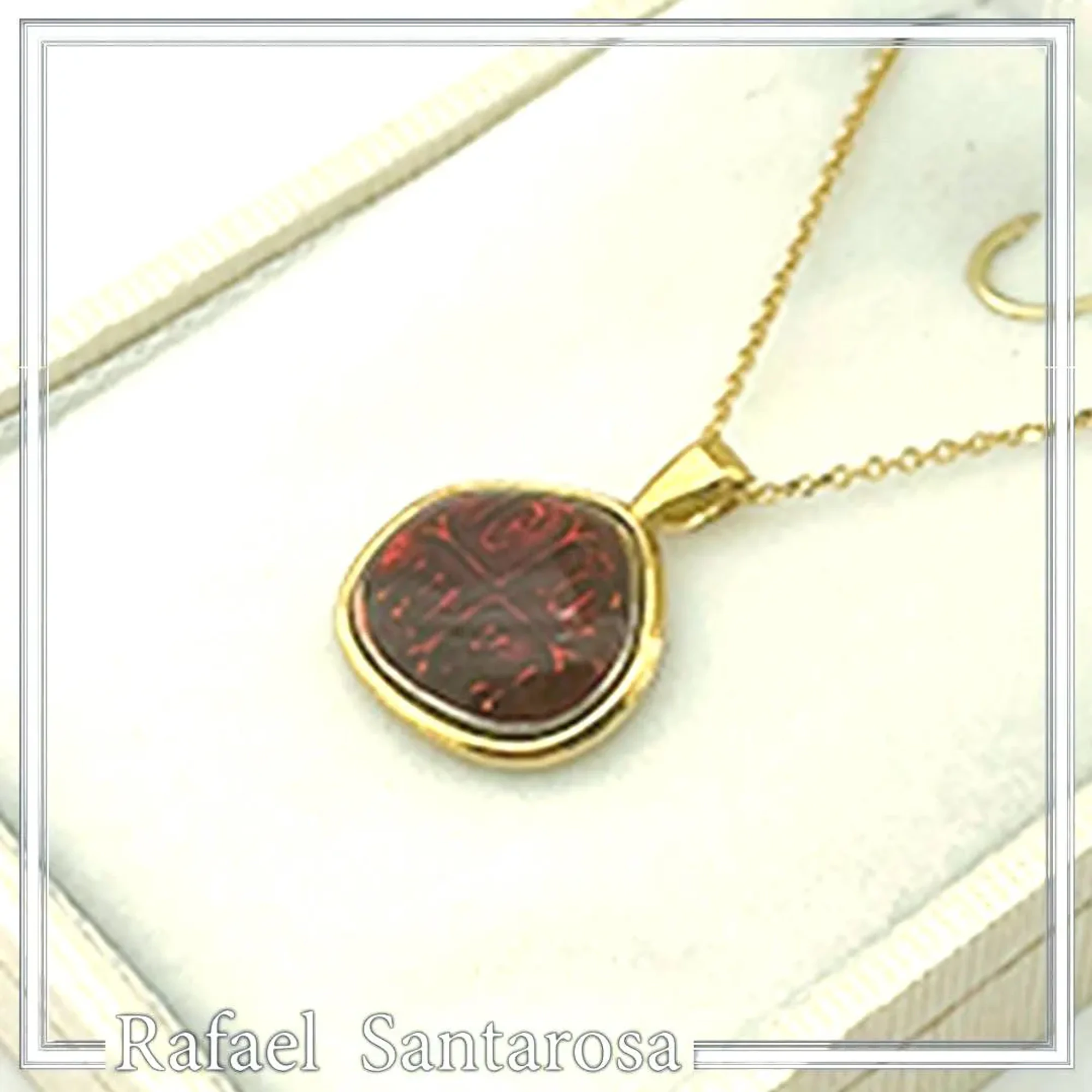 Christogram Constantinato Jesus Name Prayer Necklace: Red Enamel on 18 karat Gold Filled Silver — additional product image 10 from Rafael Santarosa Fine Jewelry