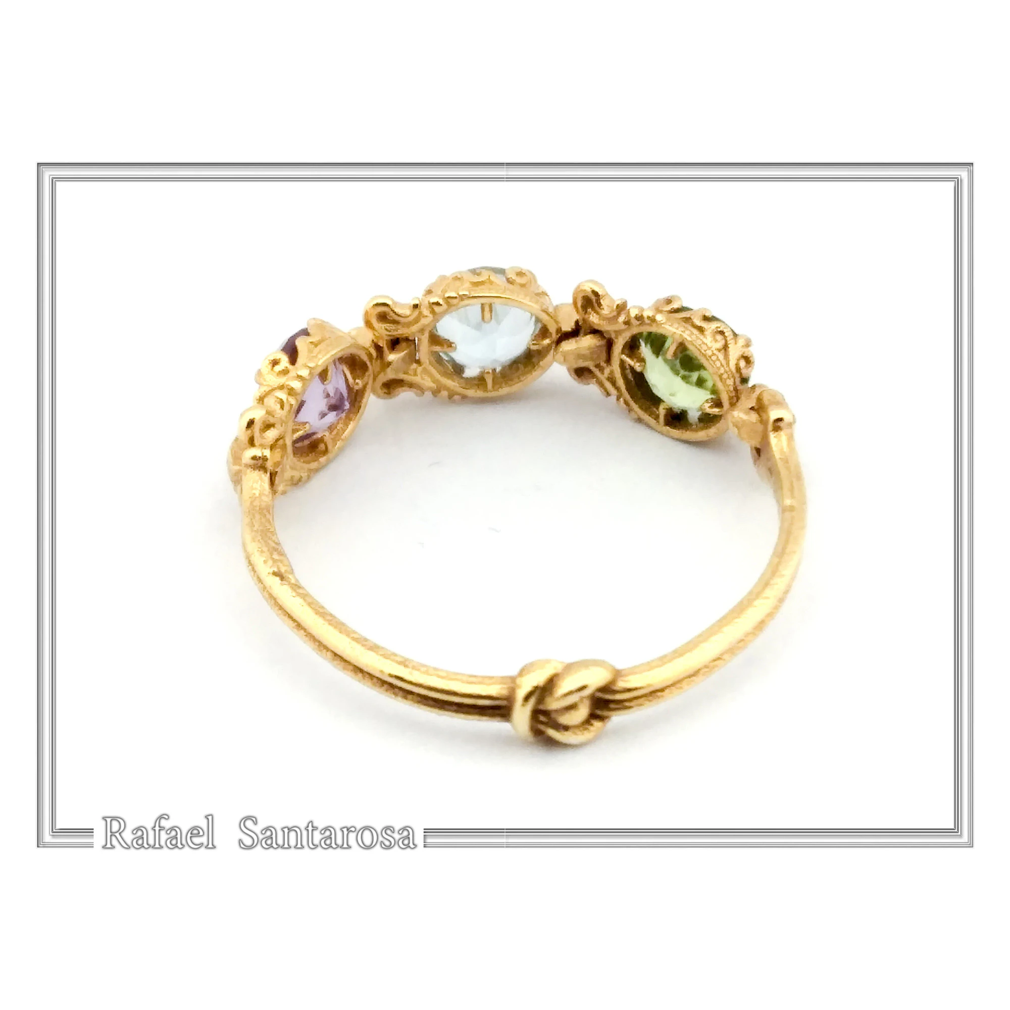 Filigree Byzantine Genuine Amethyst, Topaz & Peridot beaded Ring: Sterling Silver 18k Gold Filled — additional product image 5 from Rafael Santarosa Fine Jewelry