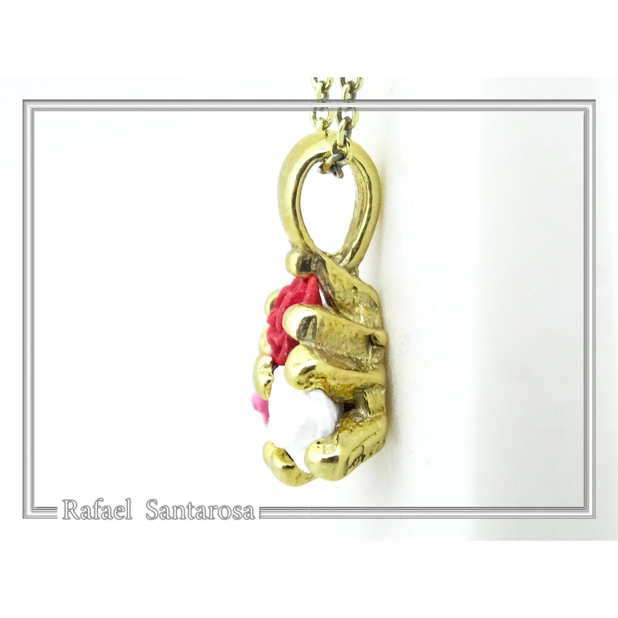Handmade Rose flowers Pendant Necklace: 18K Gold-Filled Sterling Silver Floral Charm for girls — additional product image 7 from Rafael Santarosa Fine Jewelry