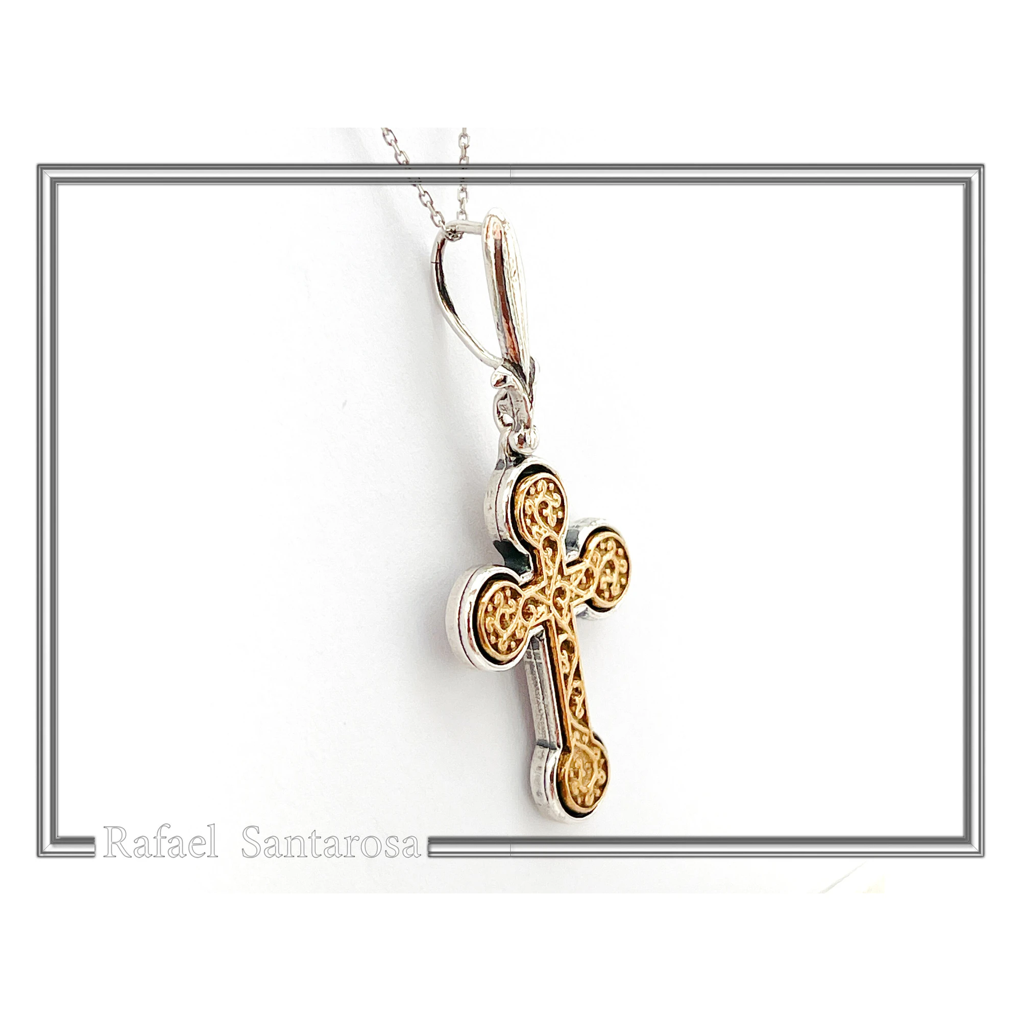 Byzantine Cross of simplicity, Holy Mount Inspired: 18k Gold Filled & Oxidized Sterling Silver — additional product image 5 from Rafael Santarosa Fine Jewelry