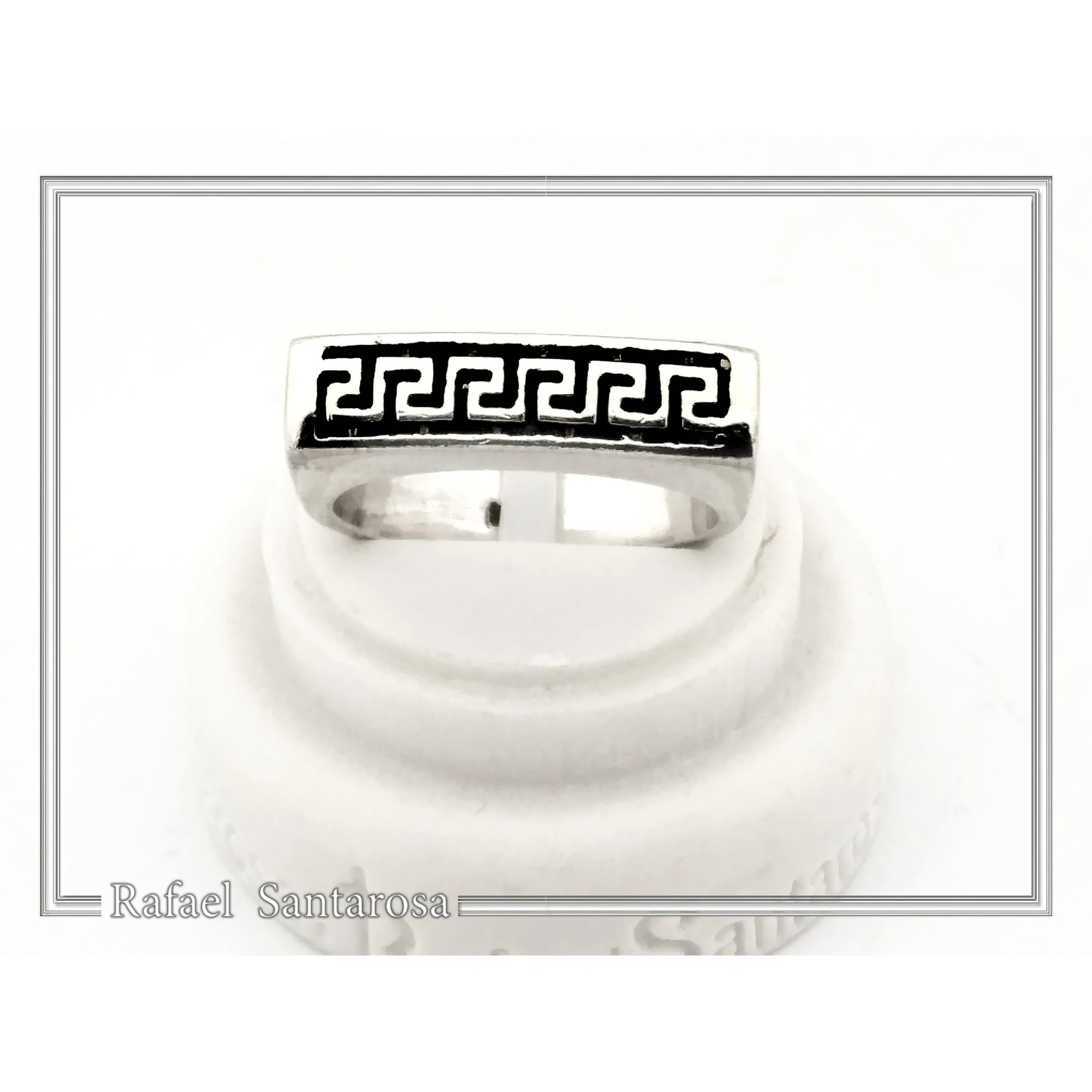 Handmade Greek Key String Meander Design Ring: Oxidized Sterling Silver Elegant Ring — additional product image 5 from Rafael Santarosa Fine Jewelry