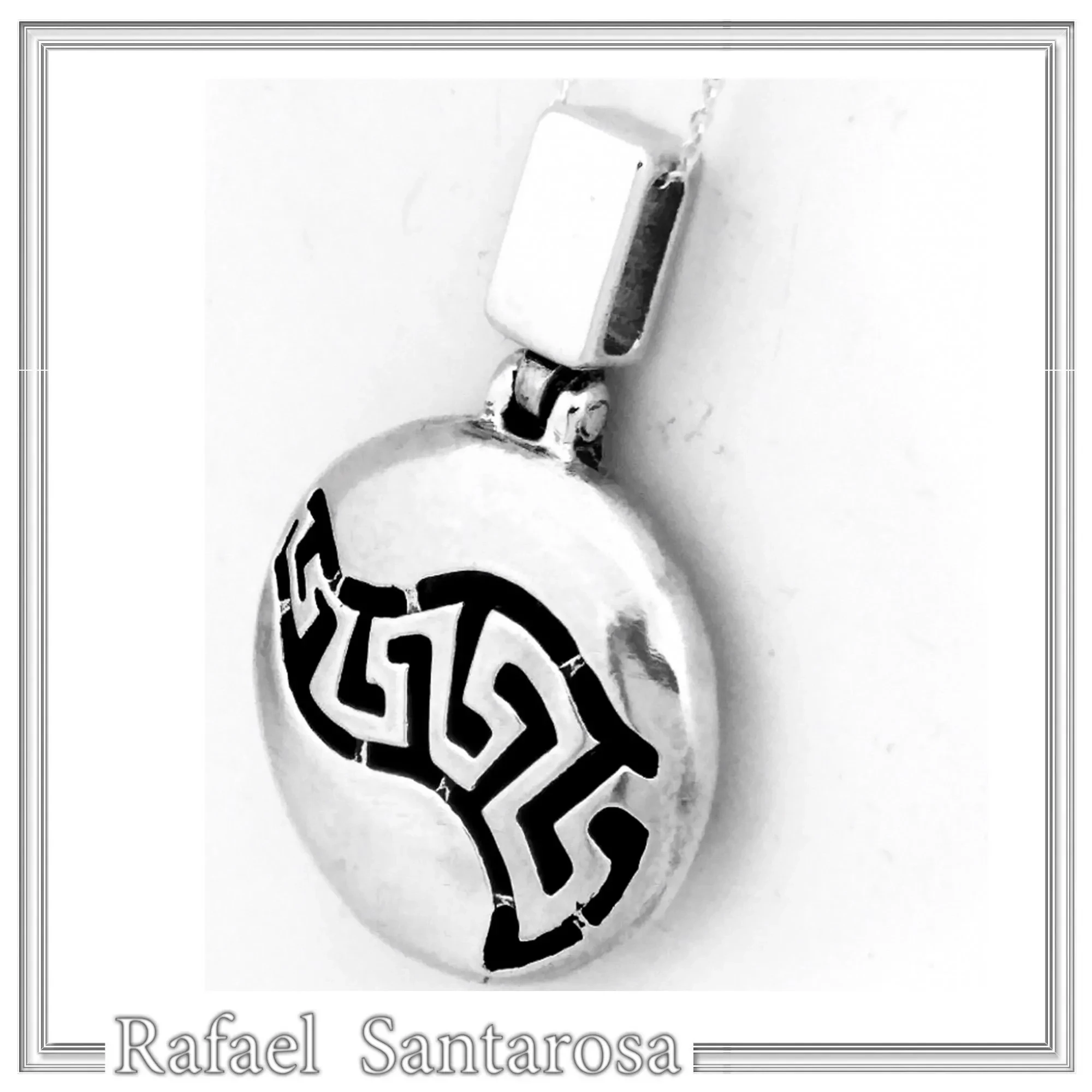 Weavy Greek Key Meander Eternity Symbol Necklace: Solid Sterling Silver Pendant