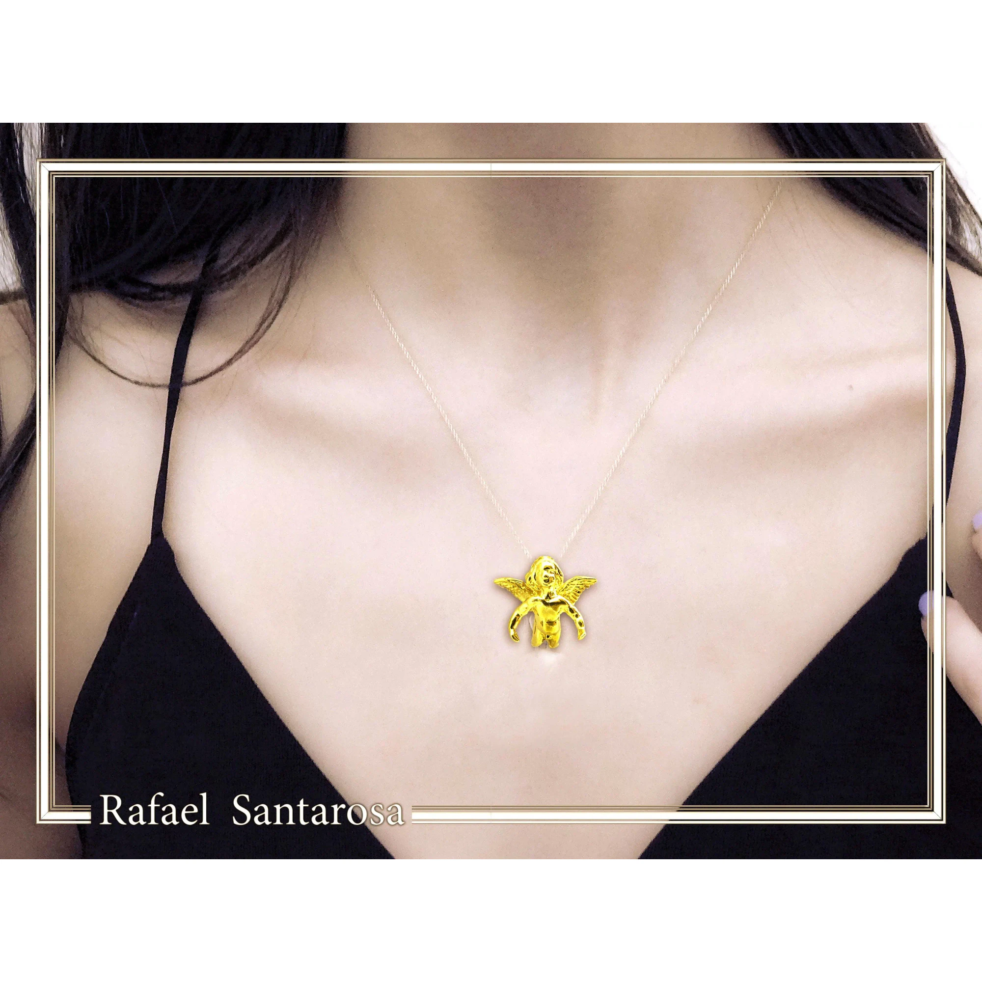 Baby Cupid Angel Pendant Symbol of Love: Sterling Silver 18K Gold Filled Necklace — additional product image 3 from Rafael Santarosa Fine Jewelry