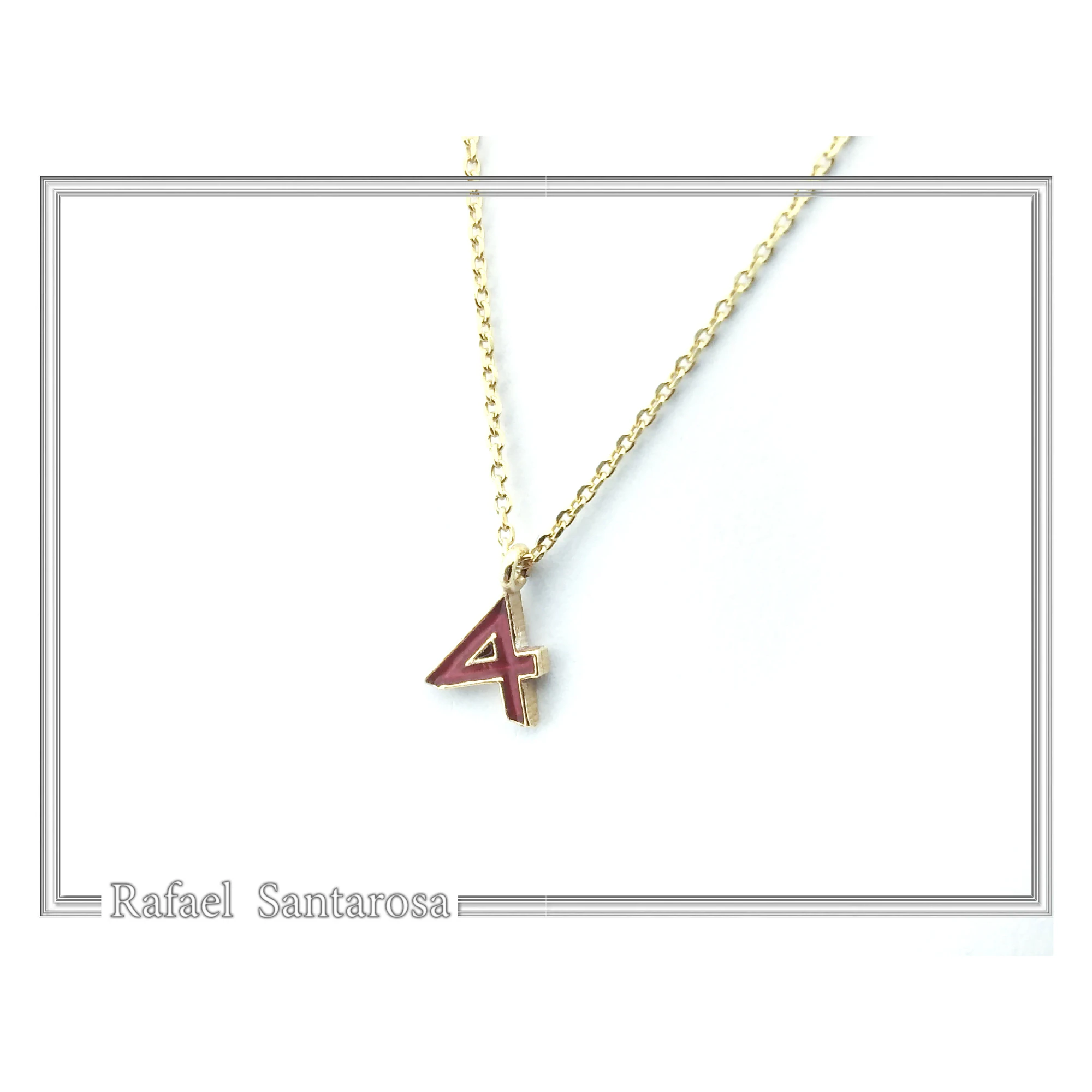 Dainty Initial personalised Necklace: Enamel Ancient Greek Font, 26 Characters 18K Gold Filled silver — additional product image 5 from Rafael Santarosa Fine Jewelry