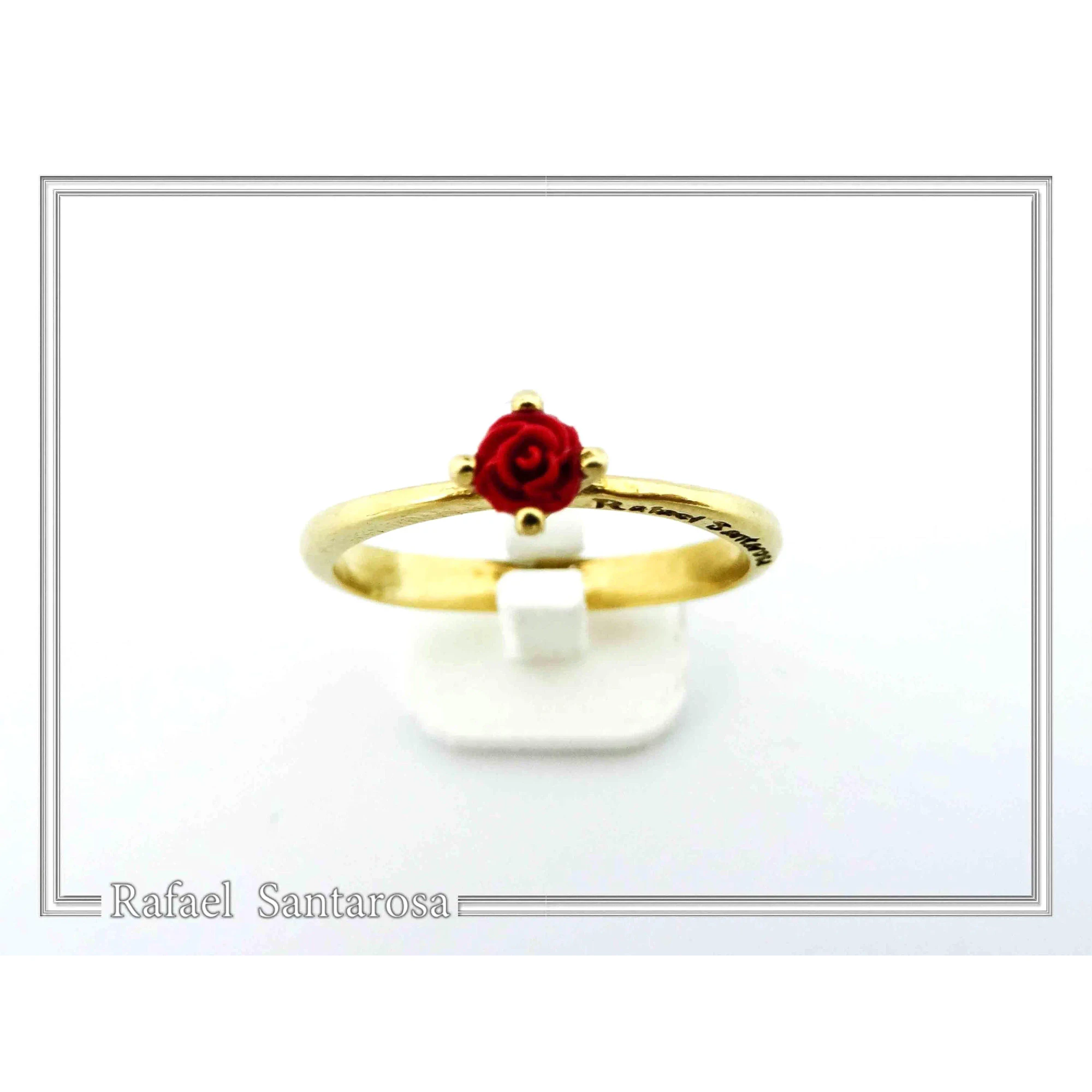 Alabaster Rose Shaped Gem Handmade Statement Ring: Love Symbol 18k Gold-Filled Sterling Silver — additional product image 3 from Rafael Santarosa Fine Jewelry