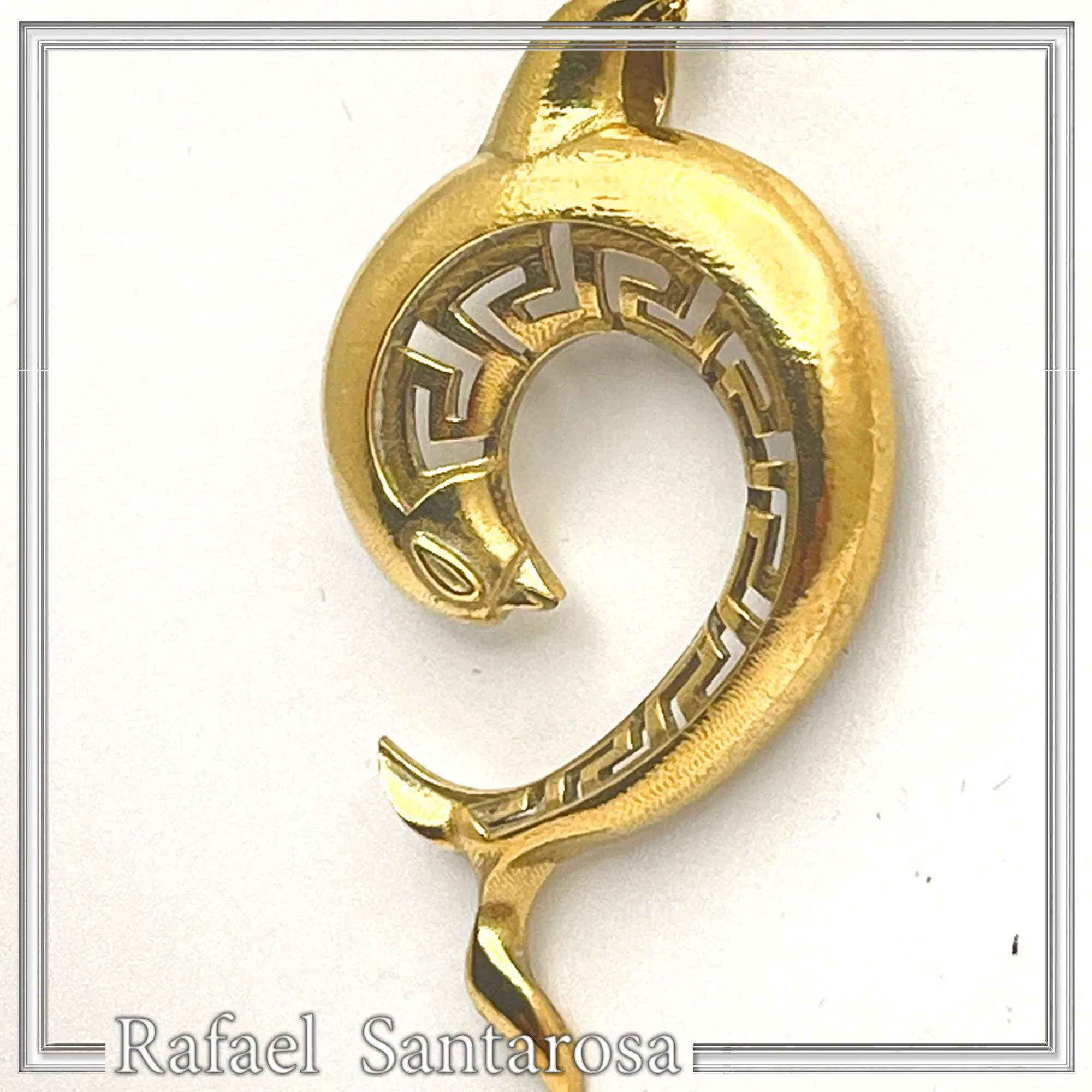 Sterling Silver Dolphin Pendant, 18K Gold Filled Meander Necklace, Ancient Greek Jewelry — additional product image 5 from Rafael Santarosa Fine Jewelry