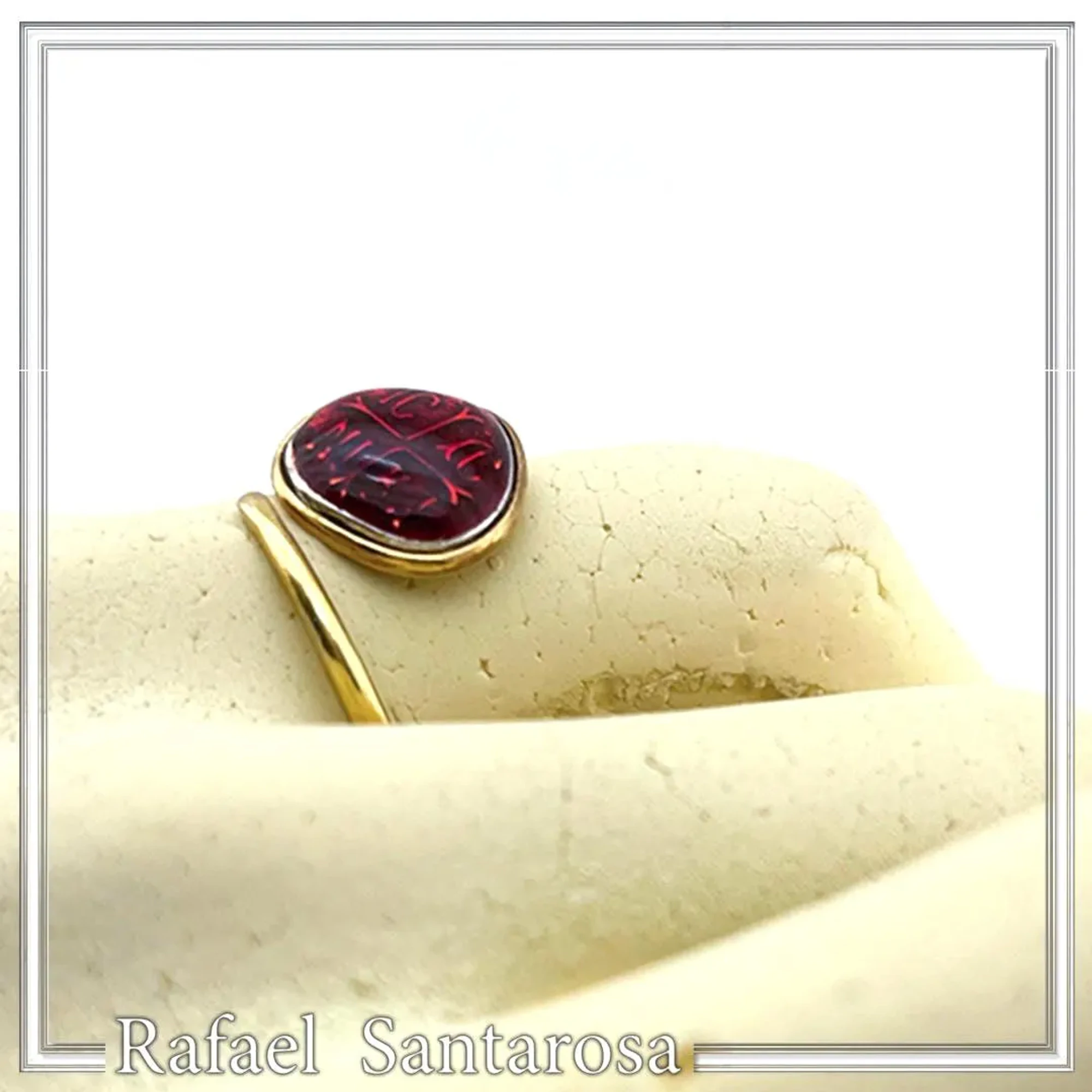 ICXC NIKA Sterling Silver Adjustable Ring: Red Enamel Christogram, 18k Gold Filled — additional product image 7 from Rafael Santarosa Fine Jewelry