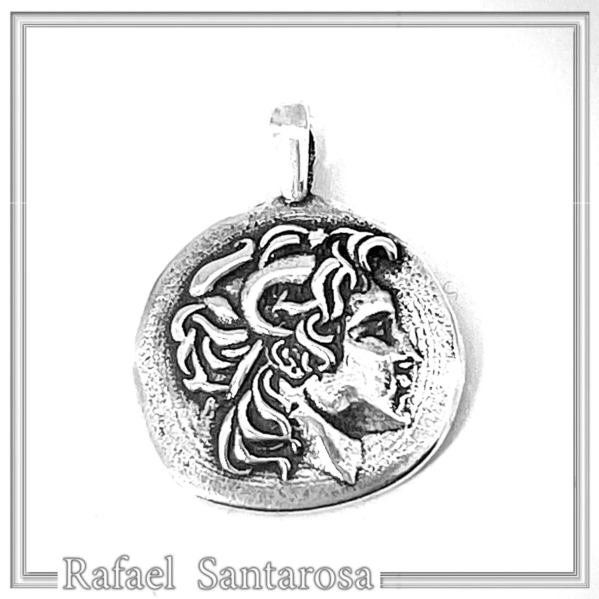 Alexander the Greek deified tetradrachm sterling silver pendant, Ancient Greek museum replica of Lysimachus coin