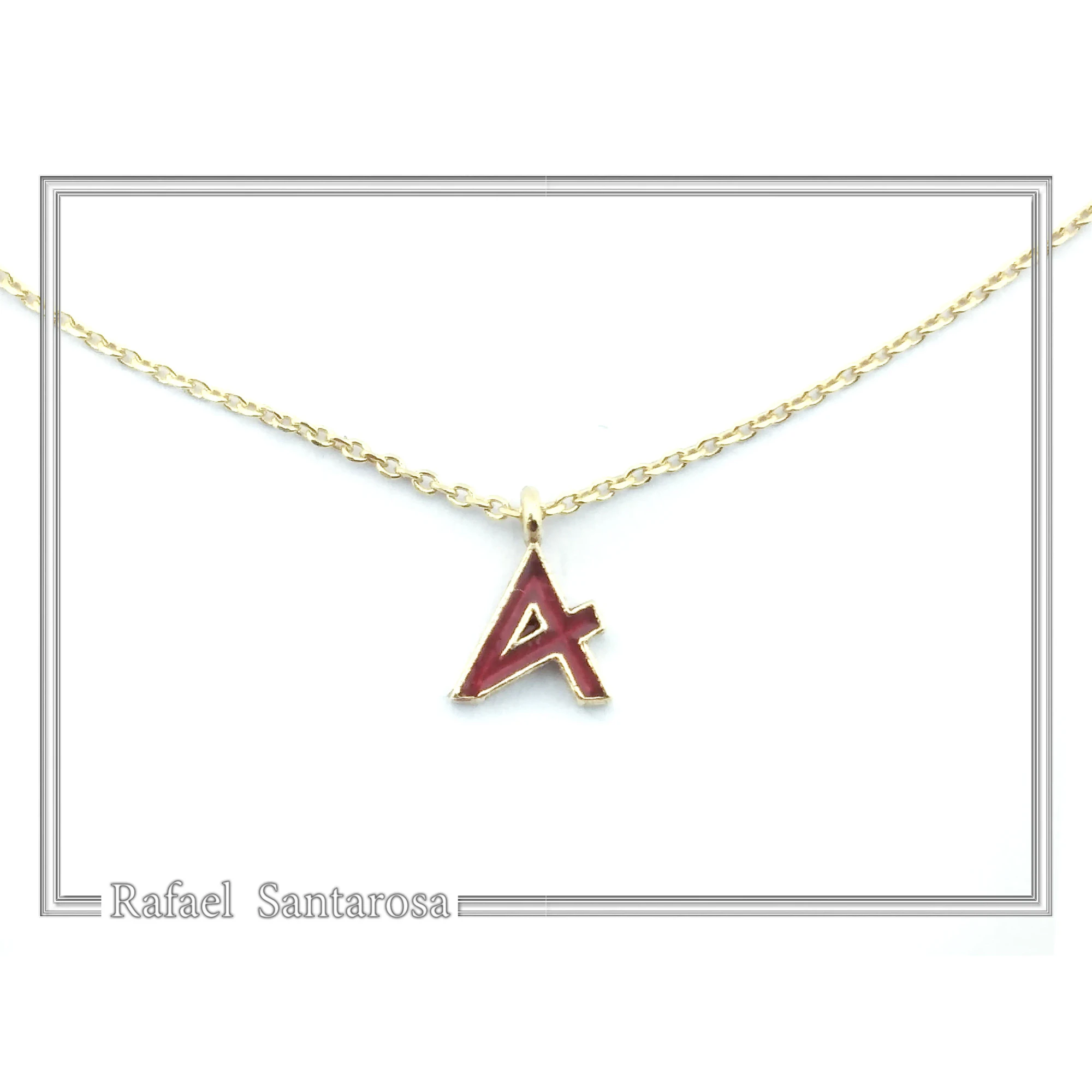 Dainty Initial personalised Necklace: Enamel Ancient Greek Font, 26 Characters 18K Gold Filled silver — additional product image 6 from Rafael Santarosa Fine Jewelry