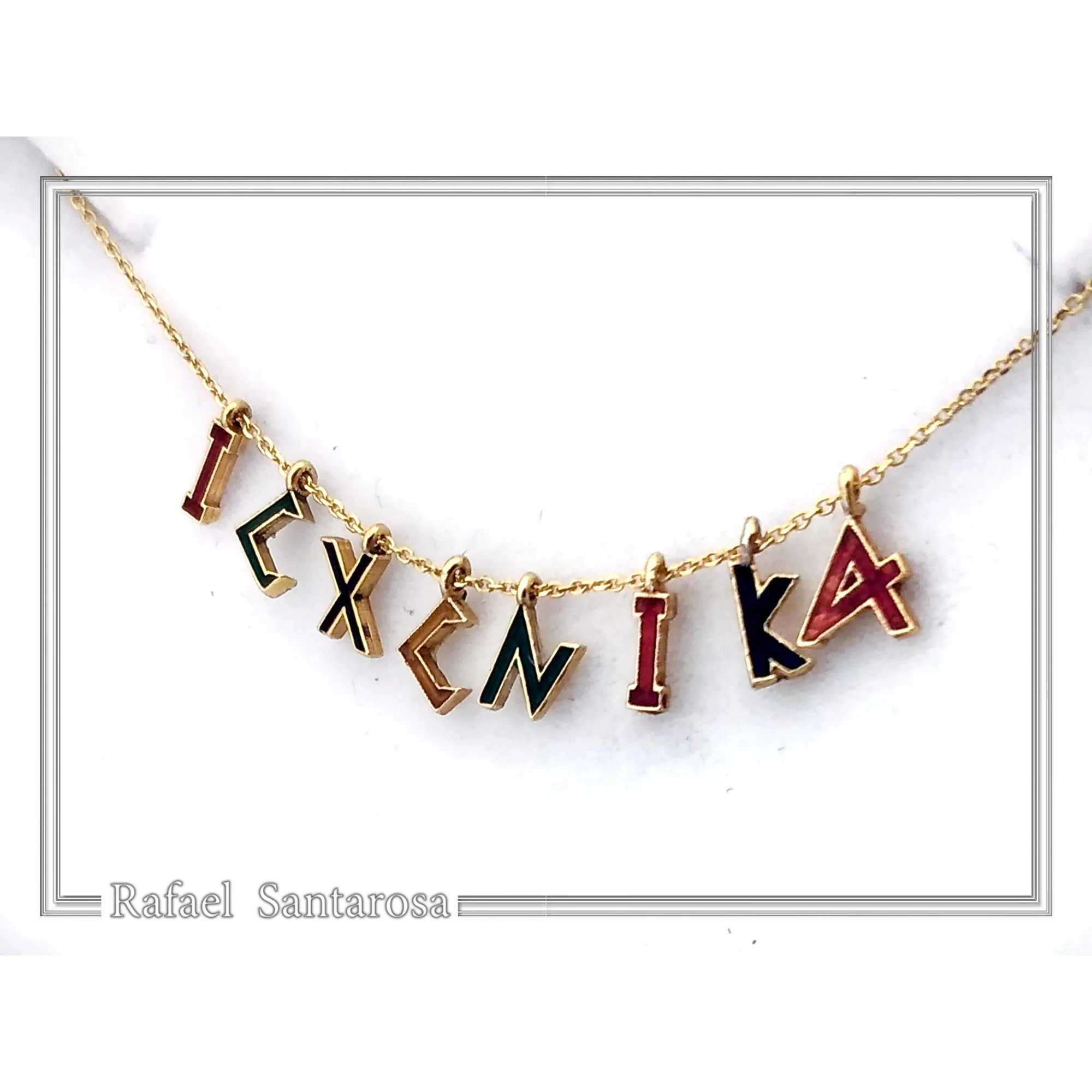 ICXC NIKA Christogram Talisman Beaded Necklace: Multi Color Enamel, 18k Gold Filled Silver — additional product image 9 from Rafael Santarosa Fine Jewelry