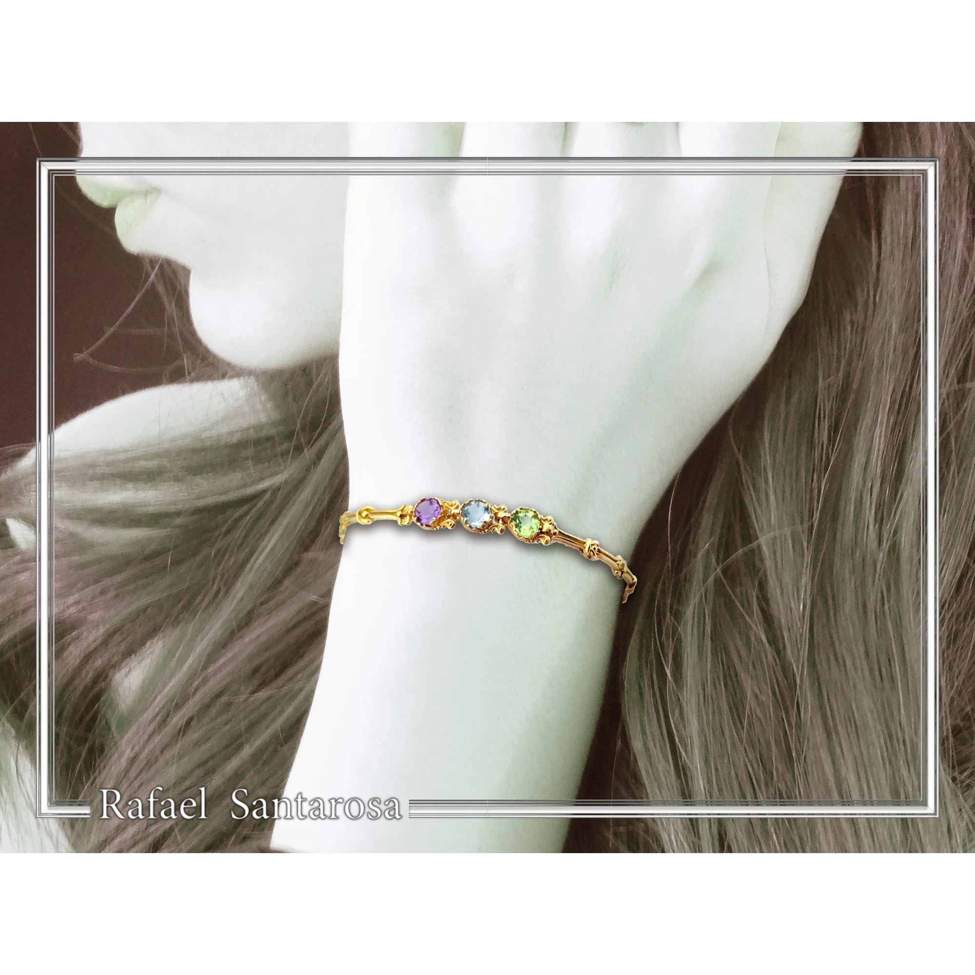 Amethyst, Topaz, Peridot, Garnet, Citrine Gemstone Beaded Bracelet: Sterling Silver 18K Gold Filled — additional product image 2 from Rafael Santarosa Fine Jewelry