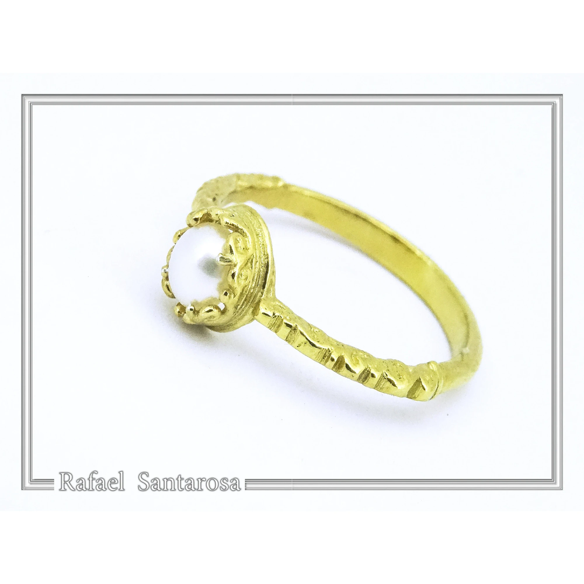 Genuine Lapis Lazuli Byzantine Statement Ring: Sterling Silver 18k Gold-Filled Filigree Bezel — additional product image 7 from Rafael Santarosa Fine Jewelry