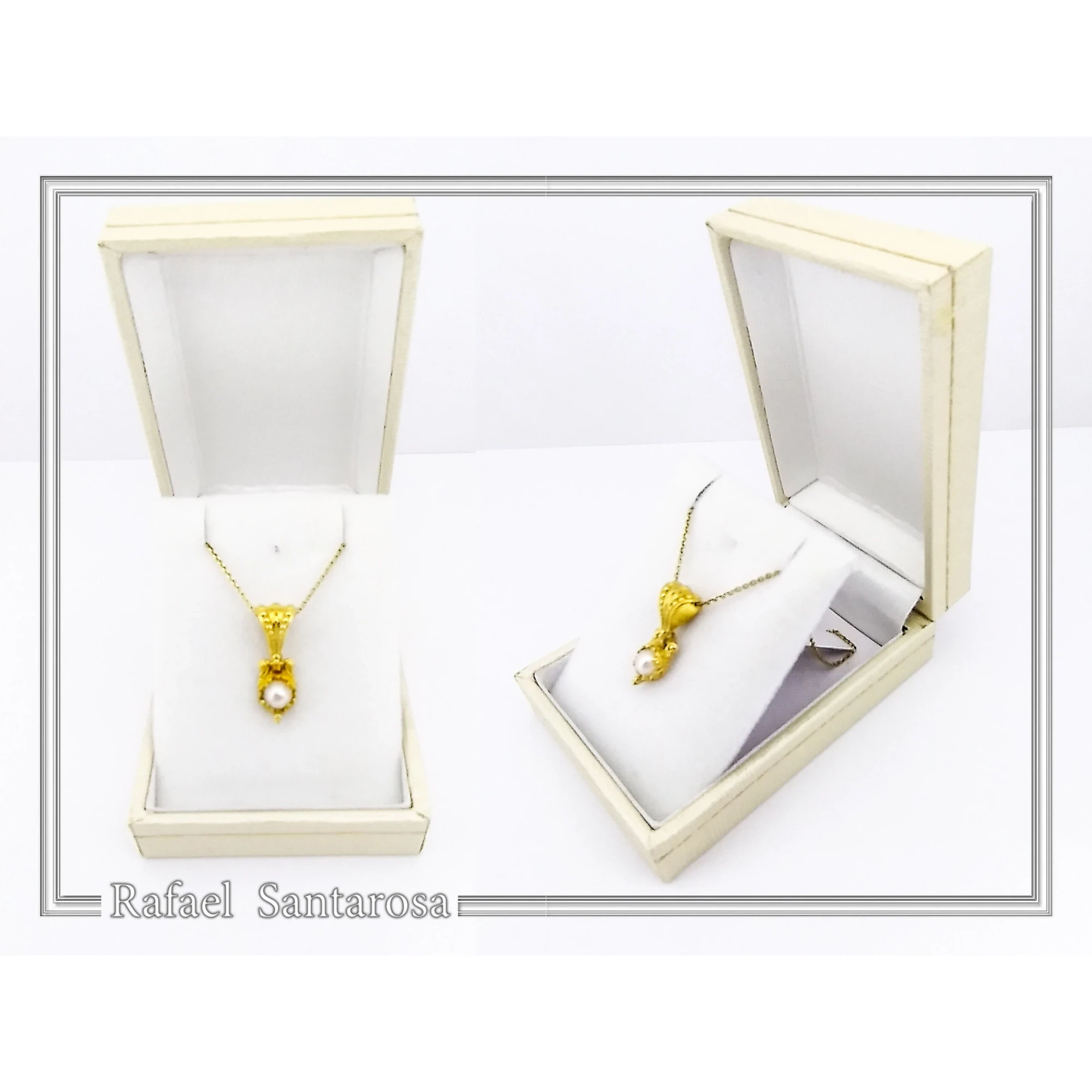 Natural Lapis Lazuli Filigree Byzantine Necklace: Sterling Silver Gold-Filled Genuine Gem Pendant — additional product image 9 from Rafael Santarosa Fine Jewelry