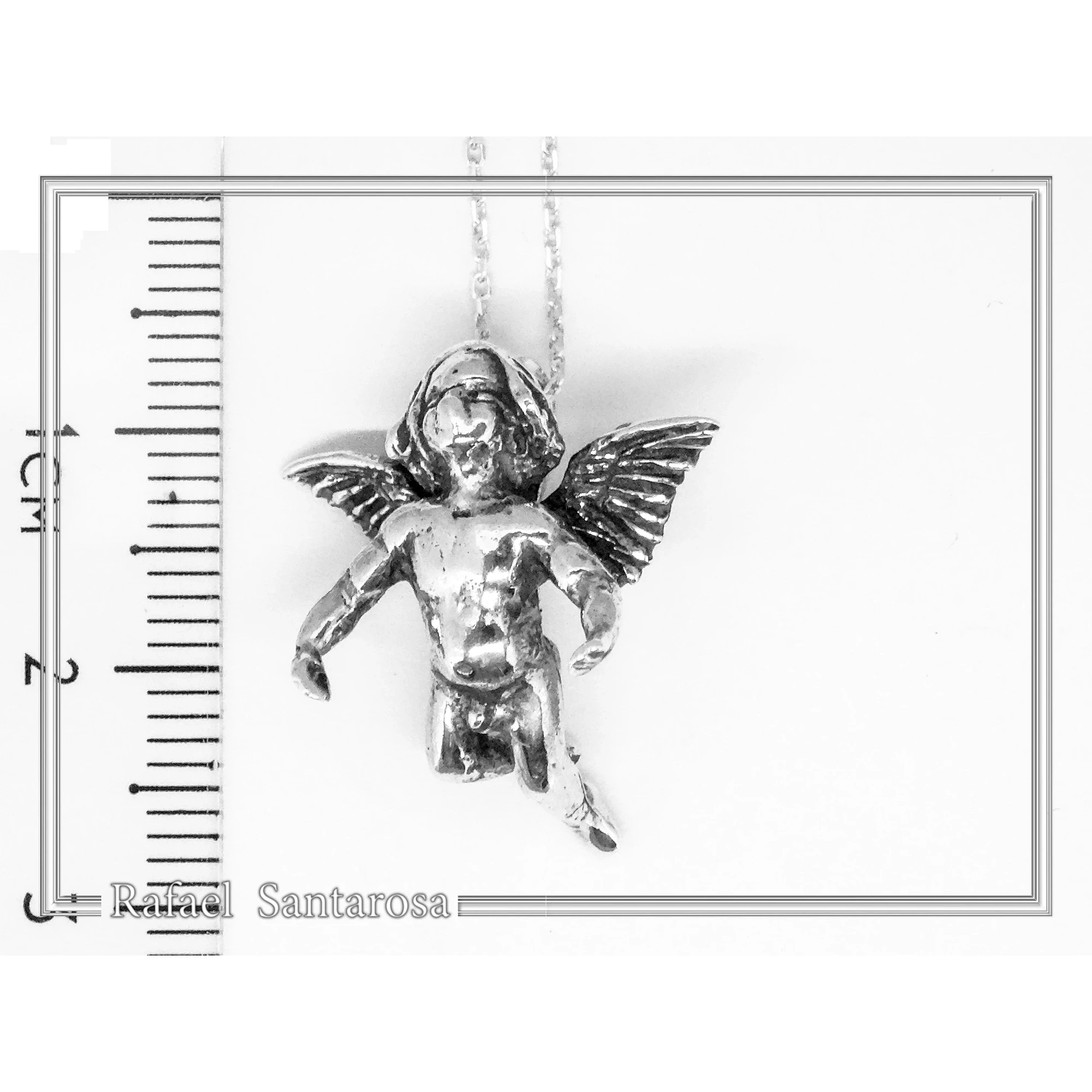 Greek Eros God of Love Angel Necklace Oxidized Sterling Silver Cupid Pendant — additional product image 8 from Rafael Santarosa Fine Jewelry