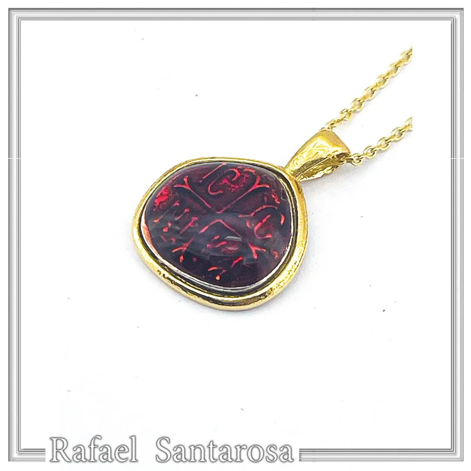 Christogram Constantinato Jesus Name Prayer Necklace: Red Enamel on 18 karat Gold Filled Silver — additional product image 5 from Rafael Santarosa Fine Jewelry