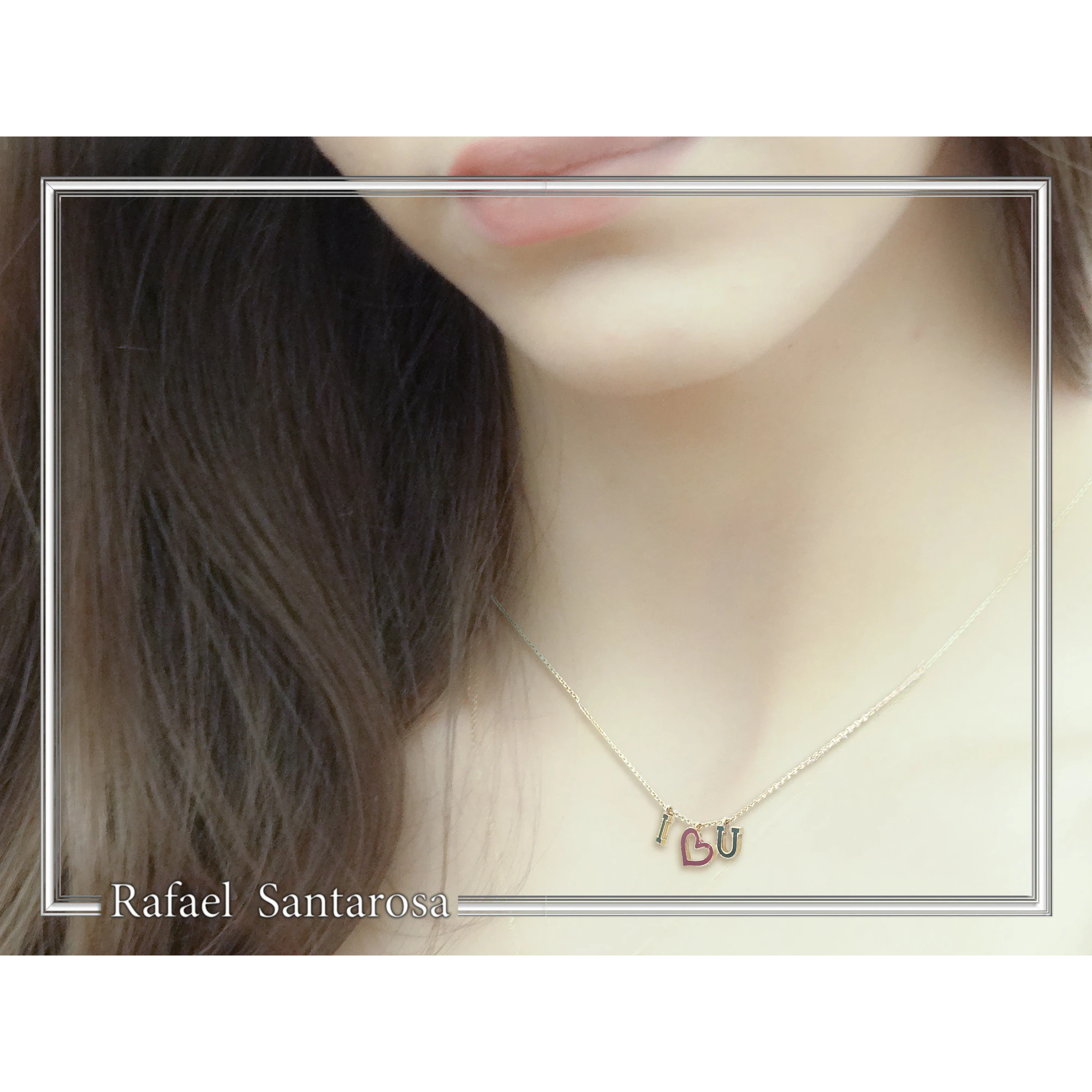 Personalized "I Love You" Red Heart Necklace: Sterling Silver 18K Gold Filled, Red Enamel — additional product image 3 from Rafael Santarosa Fine Jewelry