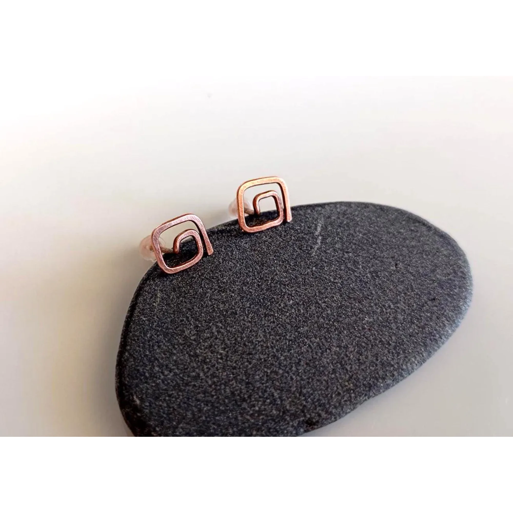 Greek Meander Earrings, Greek Key Copper Studs, Ancient Greek Jewelry, Geometric Copper Earrings, Handmade Greek Jewelry, Gift from Greece