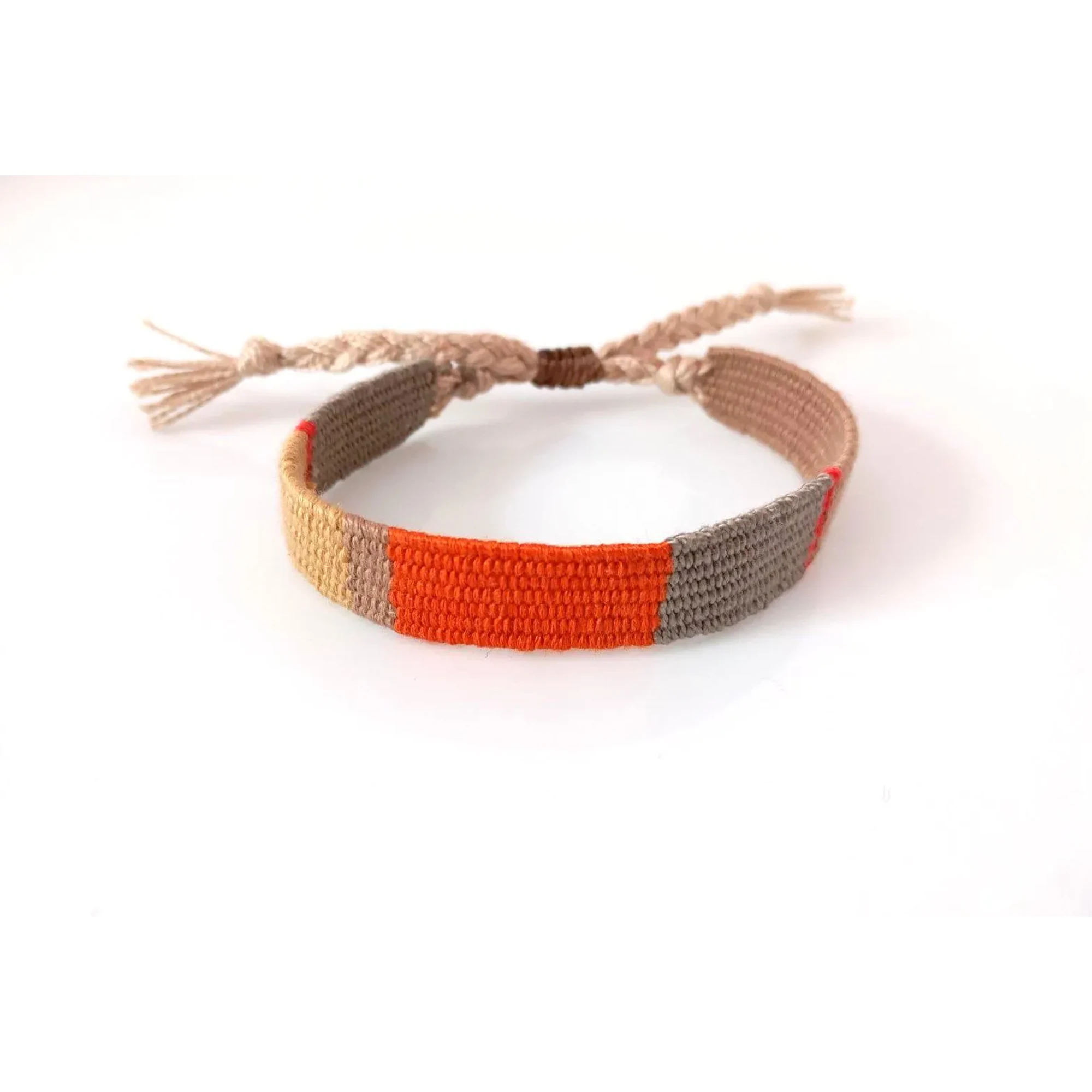 Earthy Tones Handwoven Bracelet, Burnt Orange Boho Textile Jewelry, Woven Cotton Bracelet, Autumn Bracelet, Handmade Fiber Art, Gift for Her