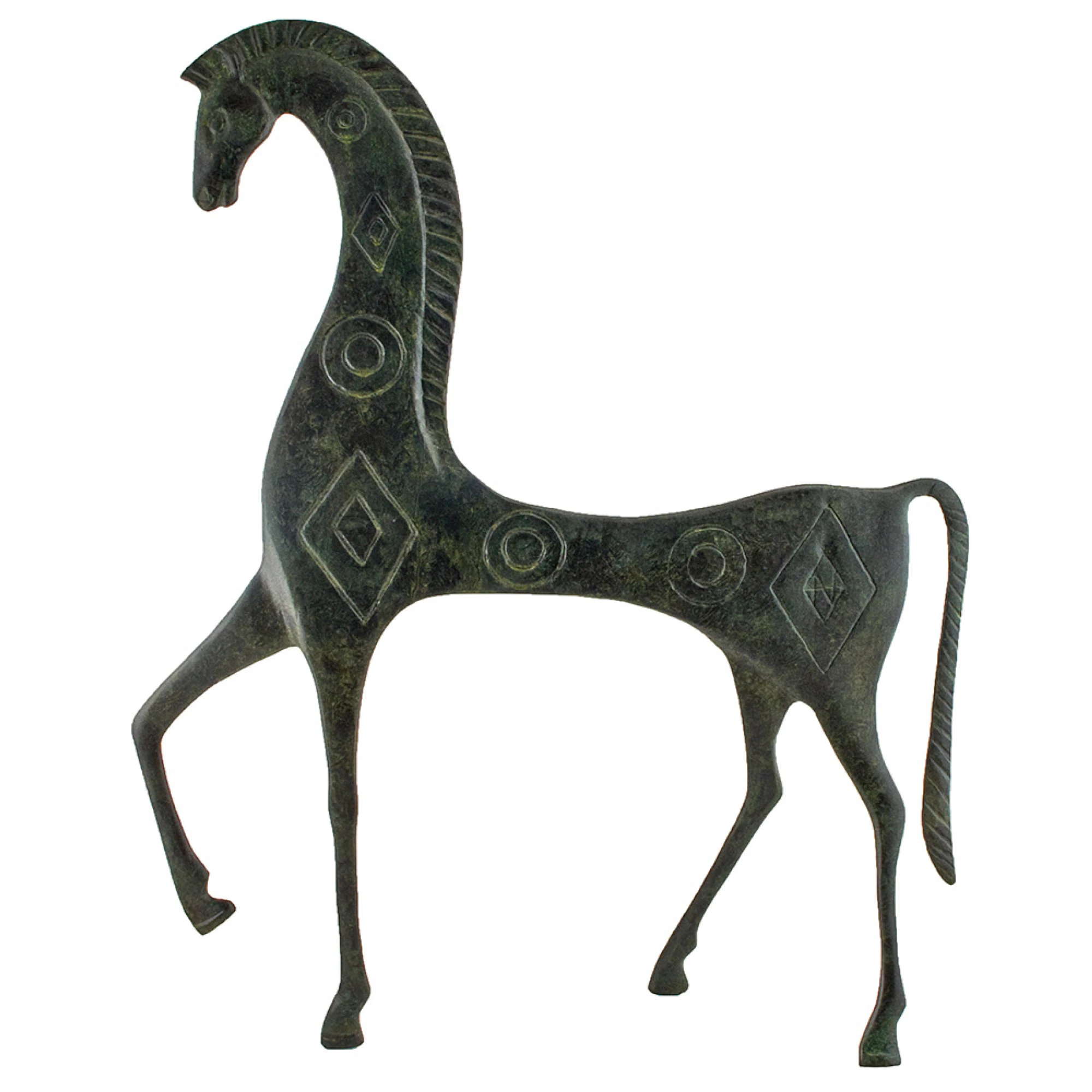 Large Bowed-Head Geometric Horse Sculpture