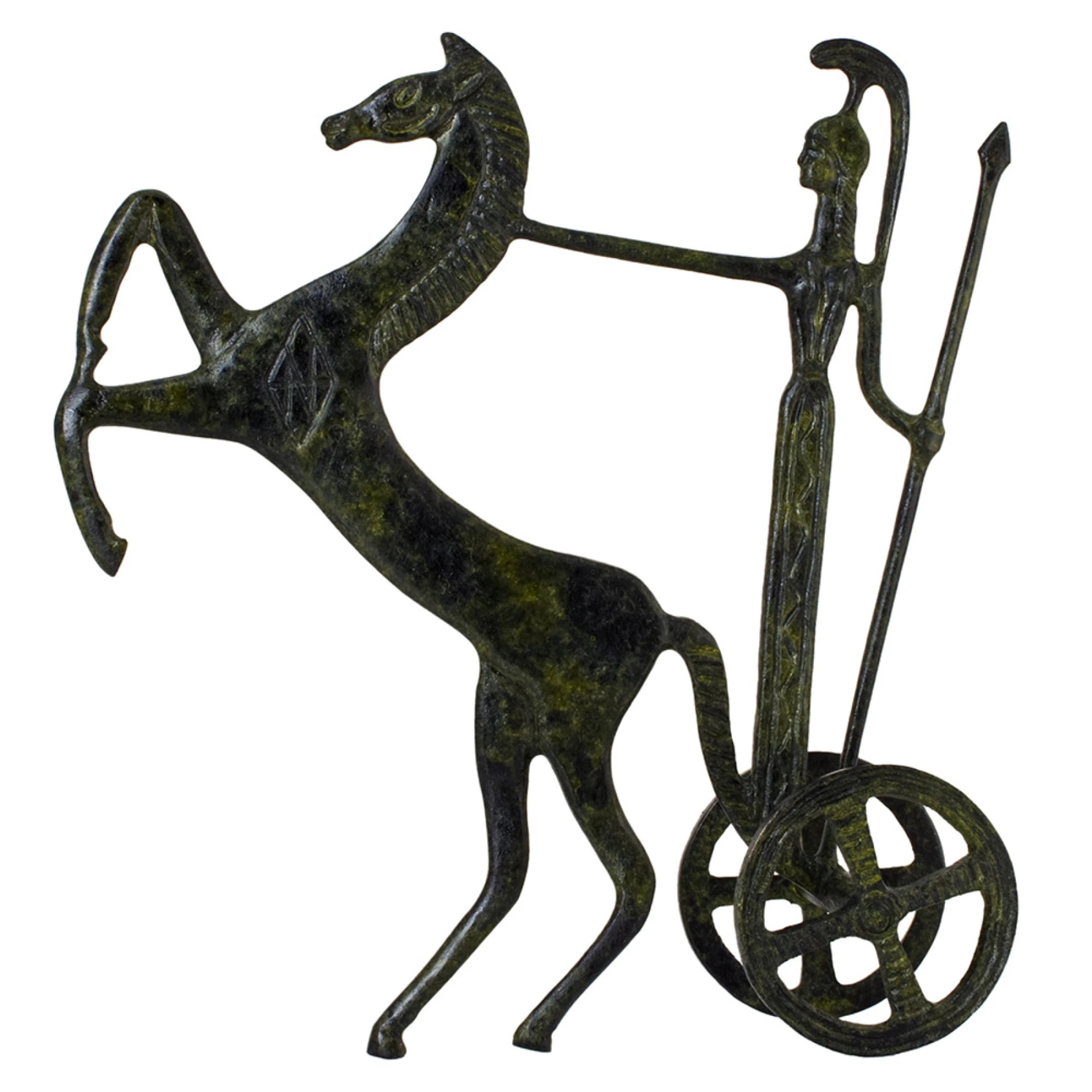 Athena in a Rearing-Horse Chariot Sculpture