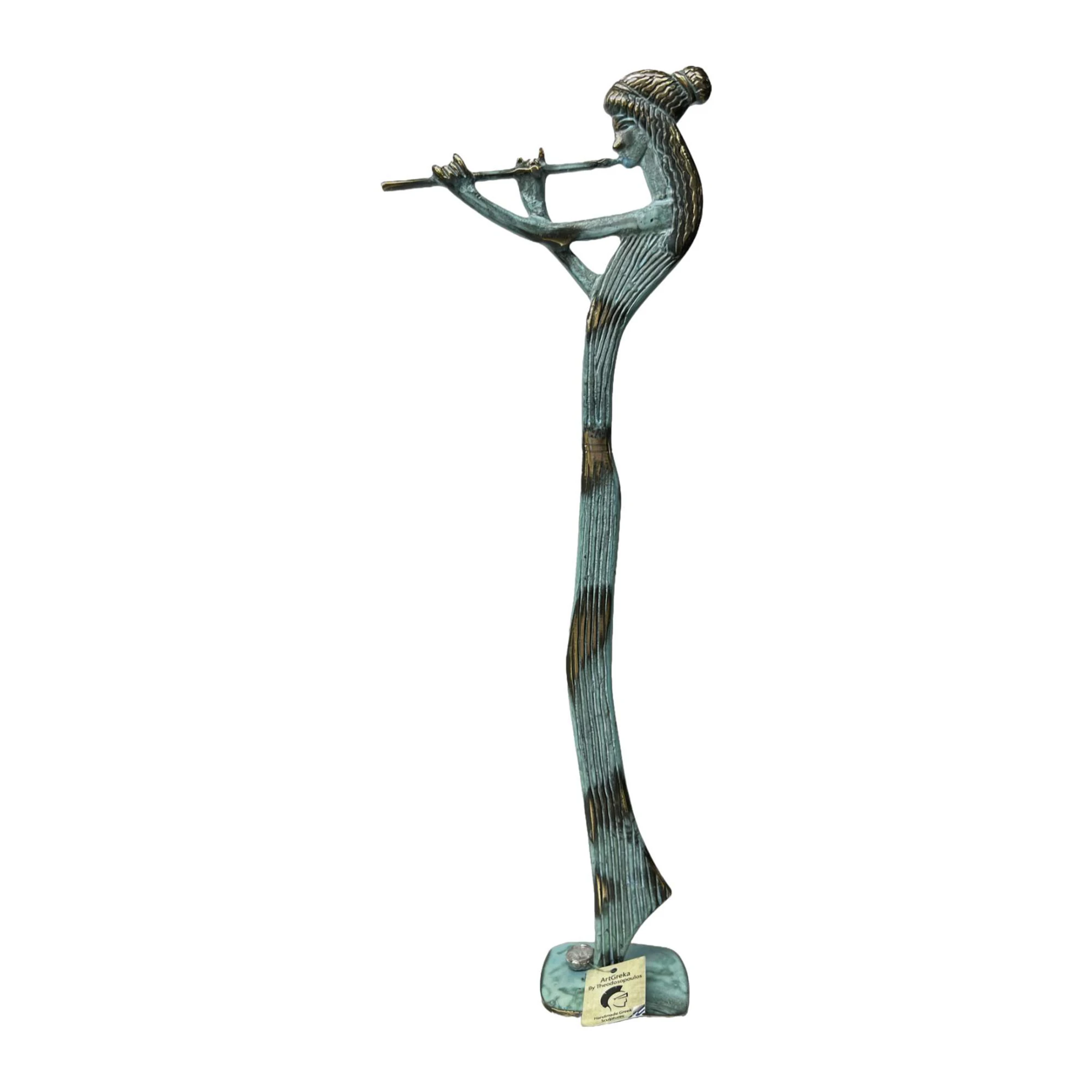 ArtGreka Woman Playing the Flute Bronze Sculpture — product image 3 of 3