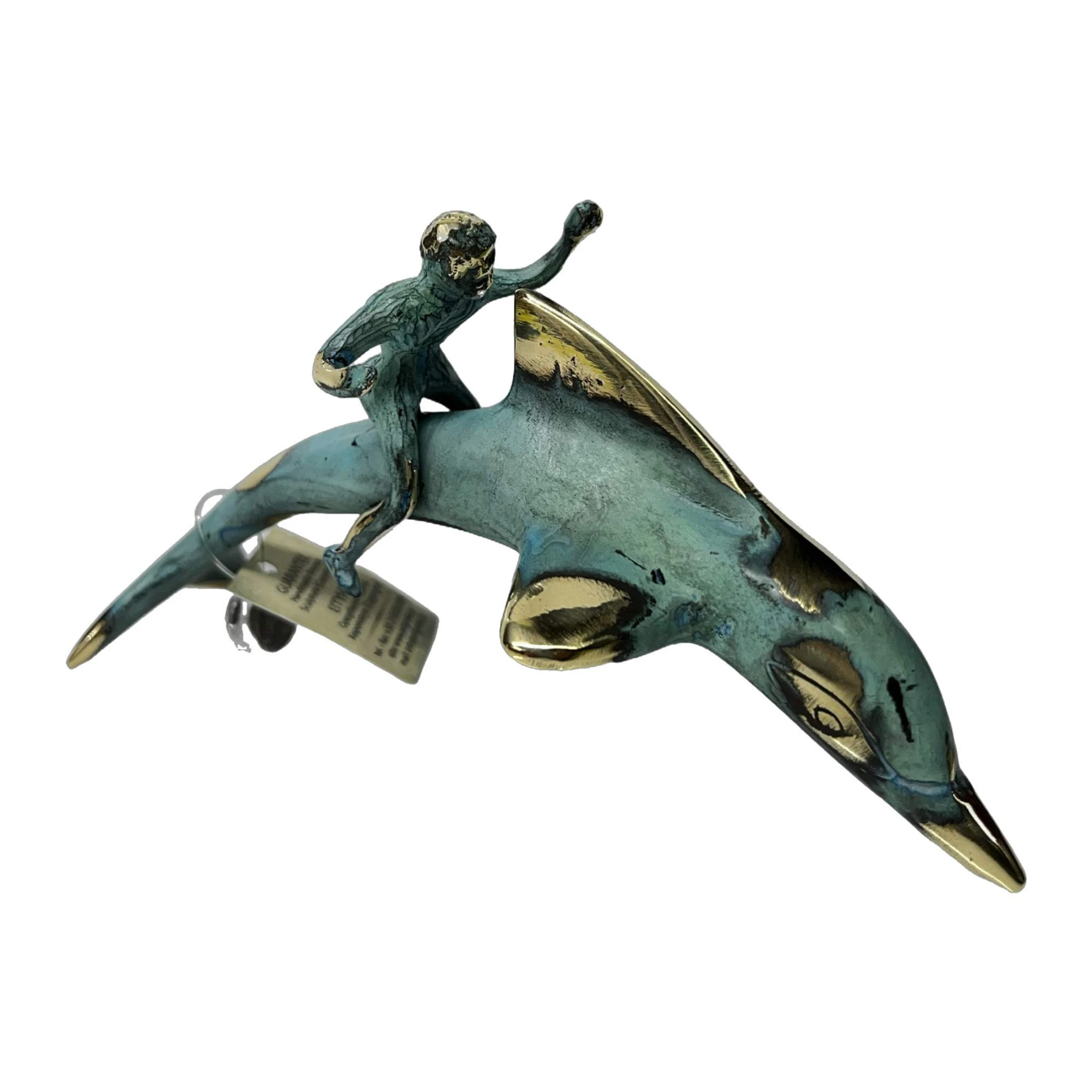 ArtGreka Dolphin with Boy Rider Bronze Sculpture — product image 3 of 3