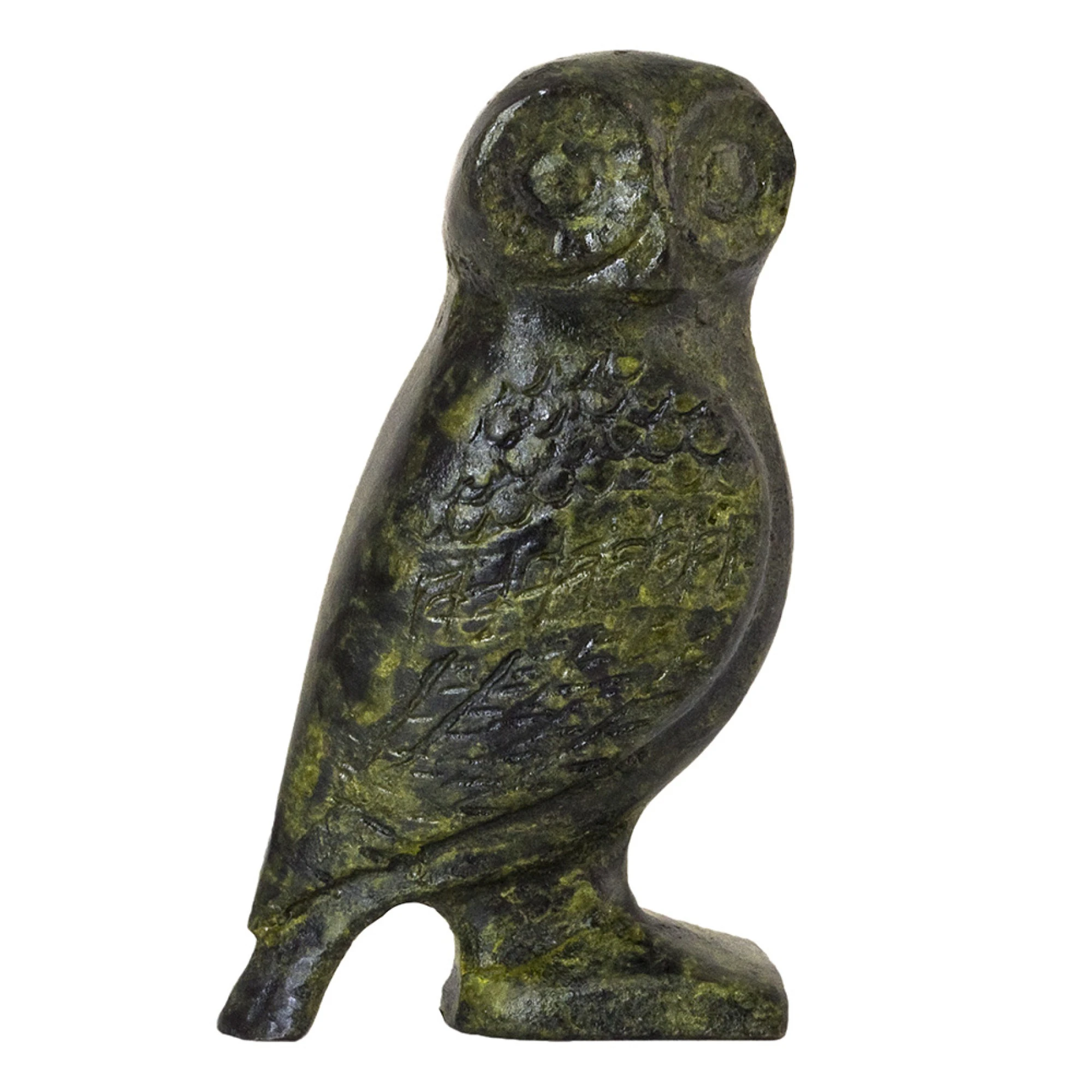 Solid Owl with Tail Bronze Sculpture