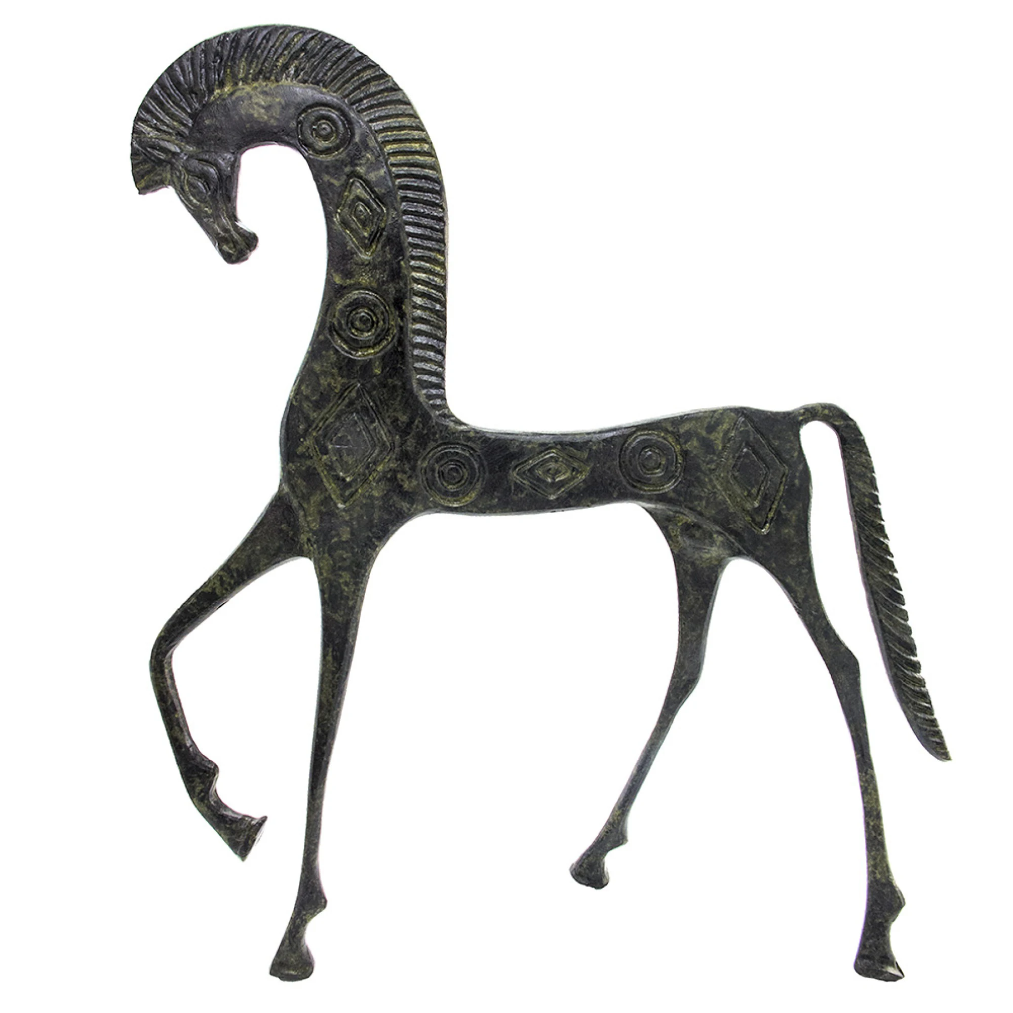 Geometric Horse with Bowed Head Sculpture