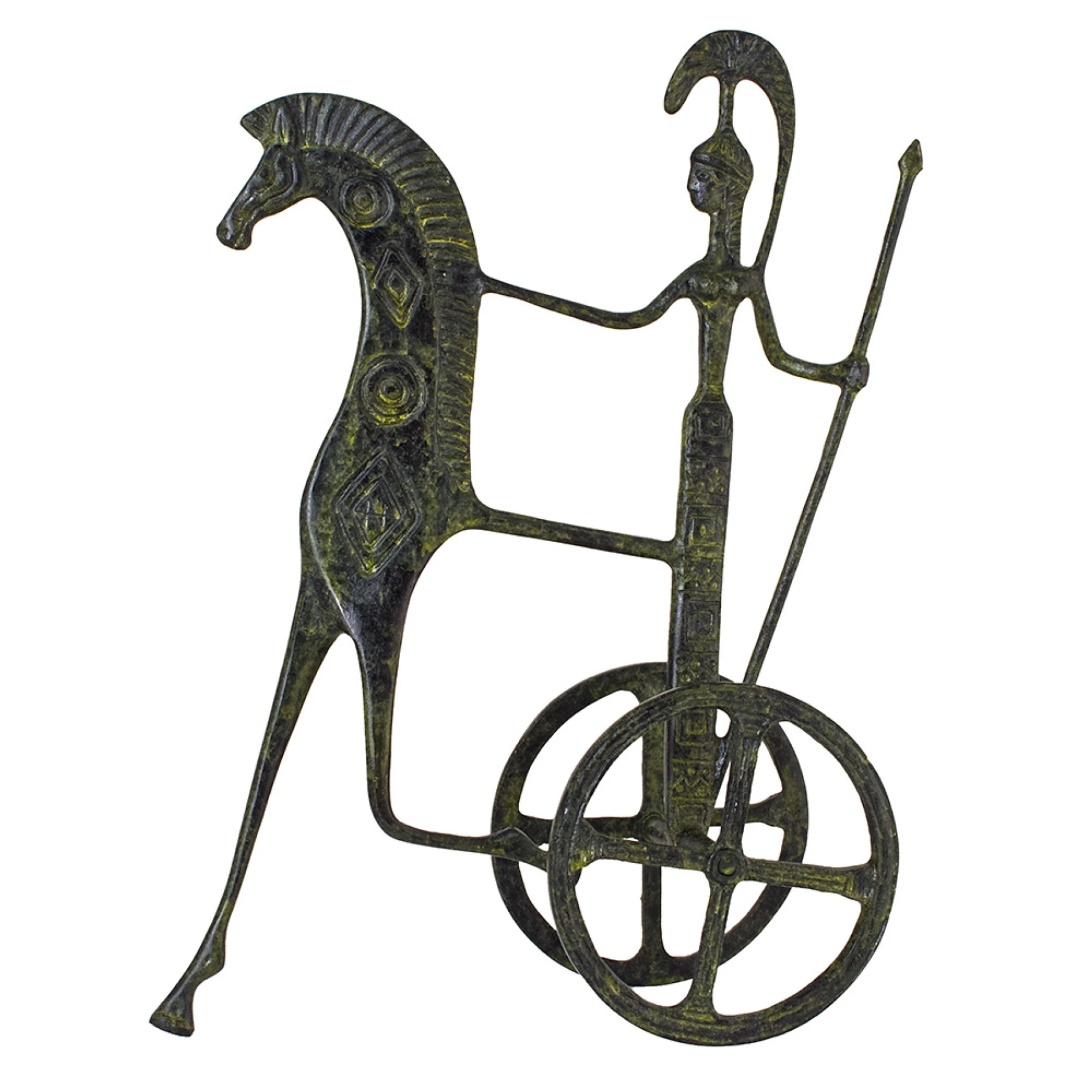 Athena Chariot with Spear Bronze Sculpture
