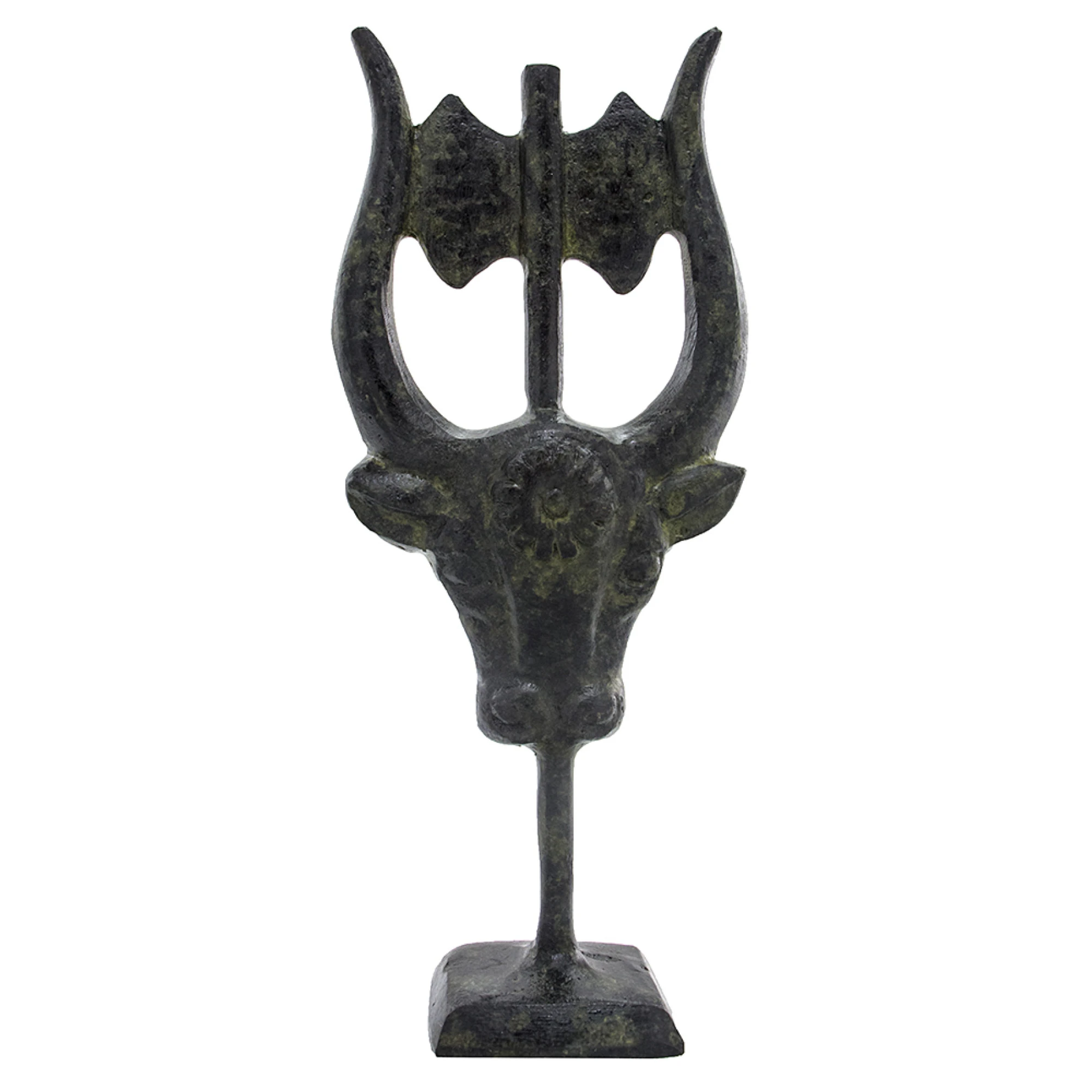 Minoan Bull Head with Double Axe Sculpture