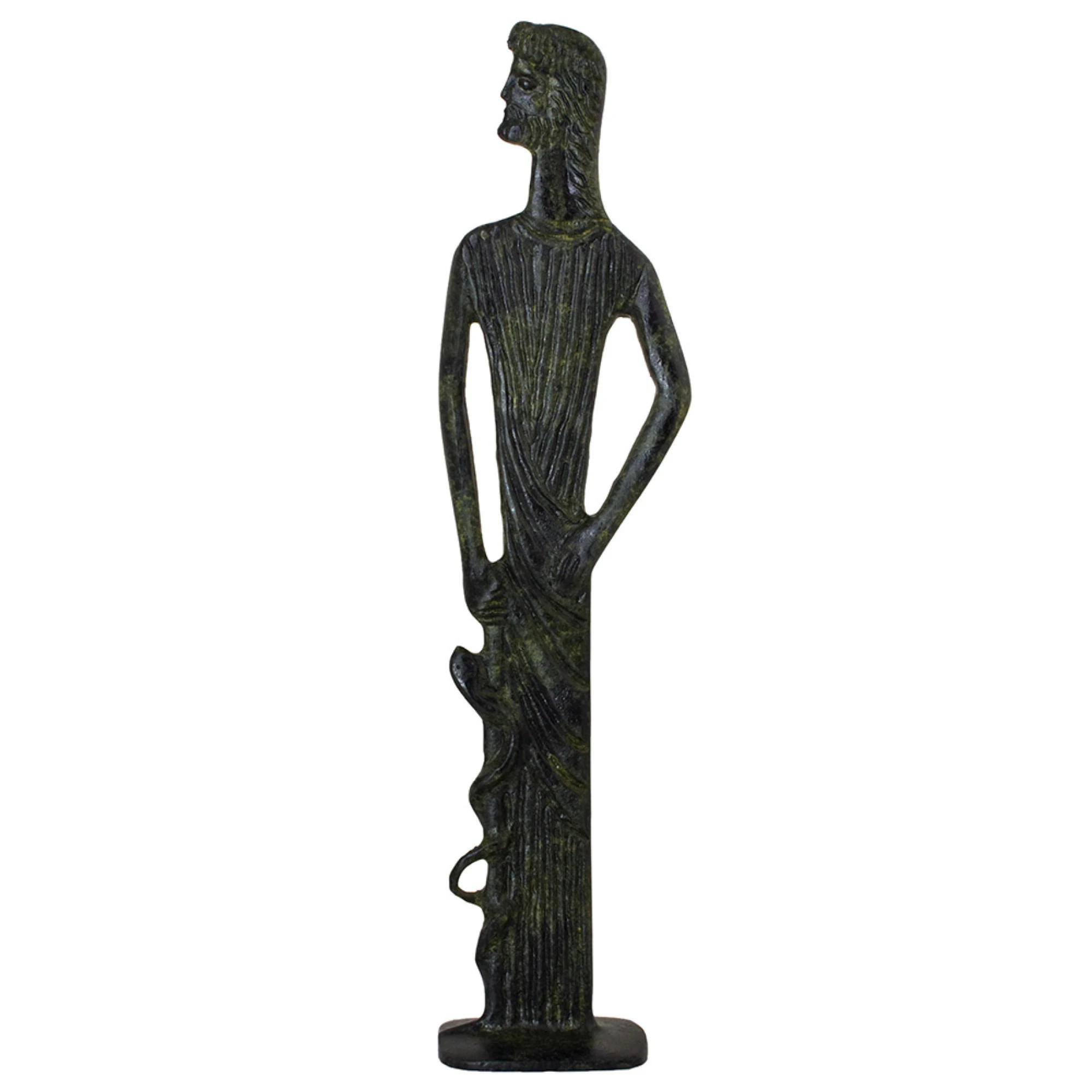 Hippocrates with Serpent-Entwined Rod Sculpture