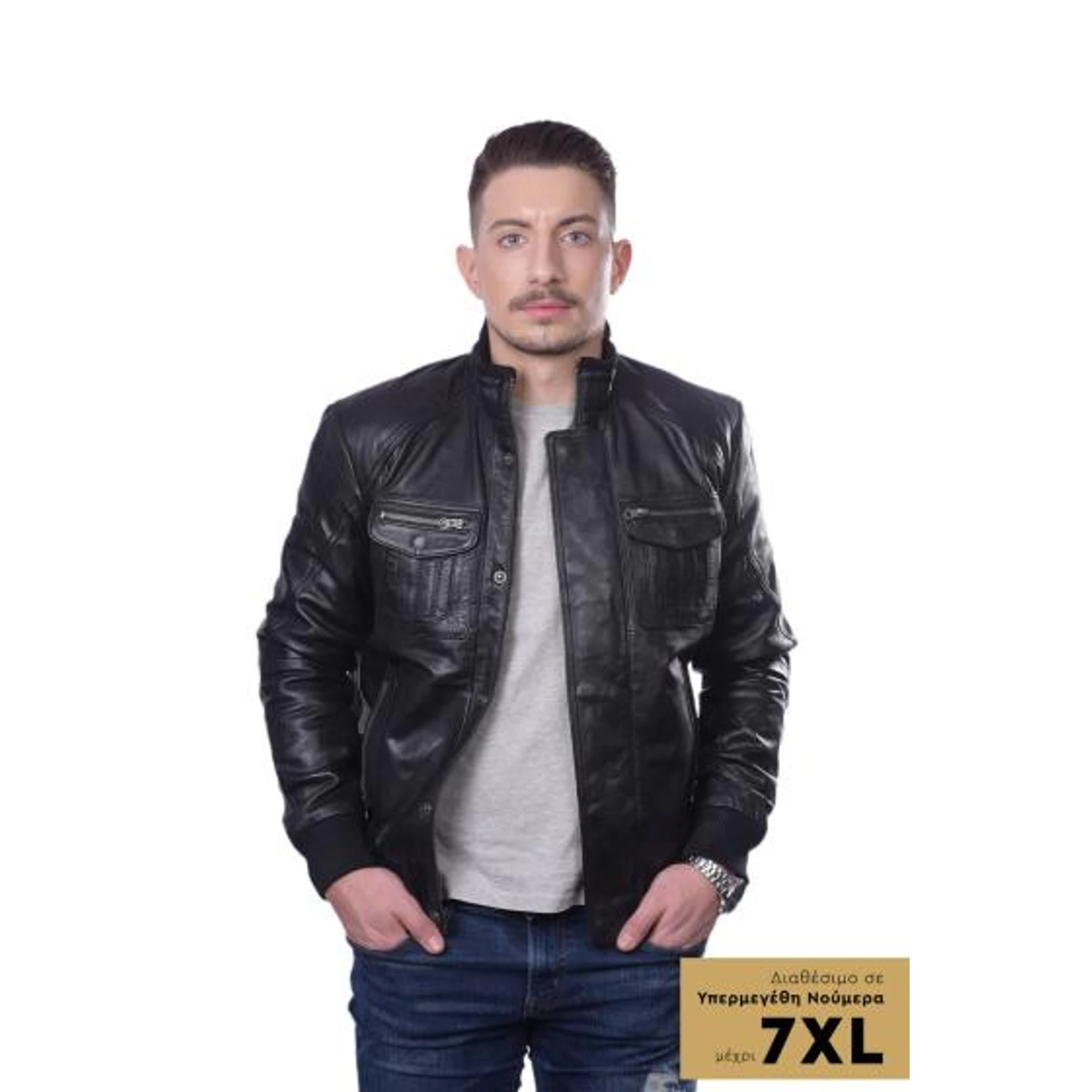 Men's Leather Bomber Jacket TLM0008