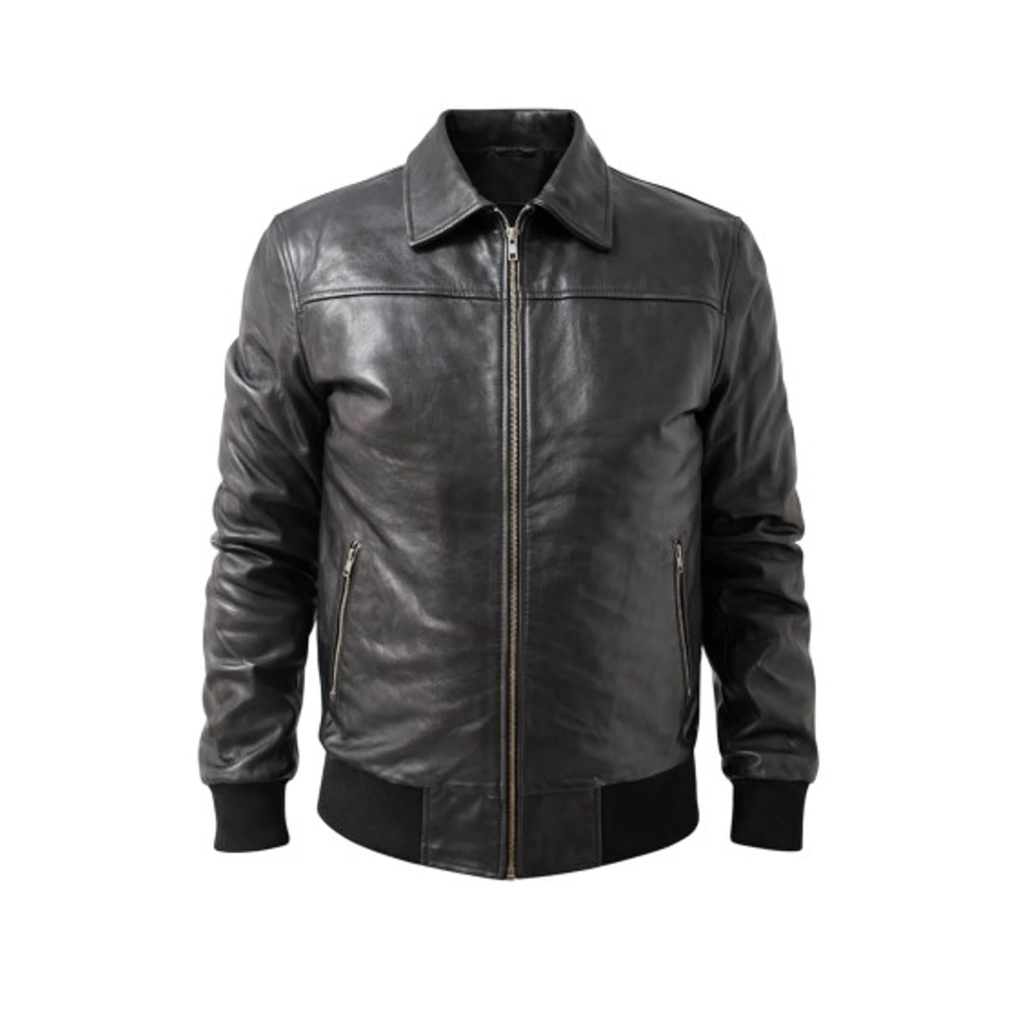 Men's Leather Bomber Jacket TLM0197