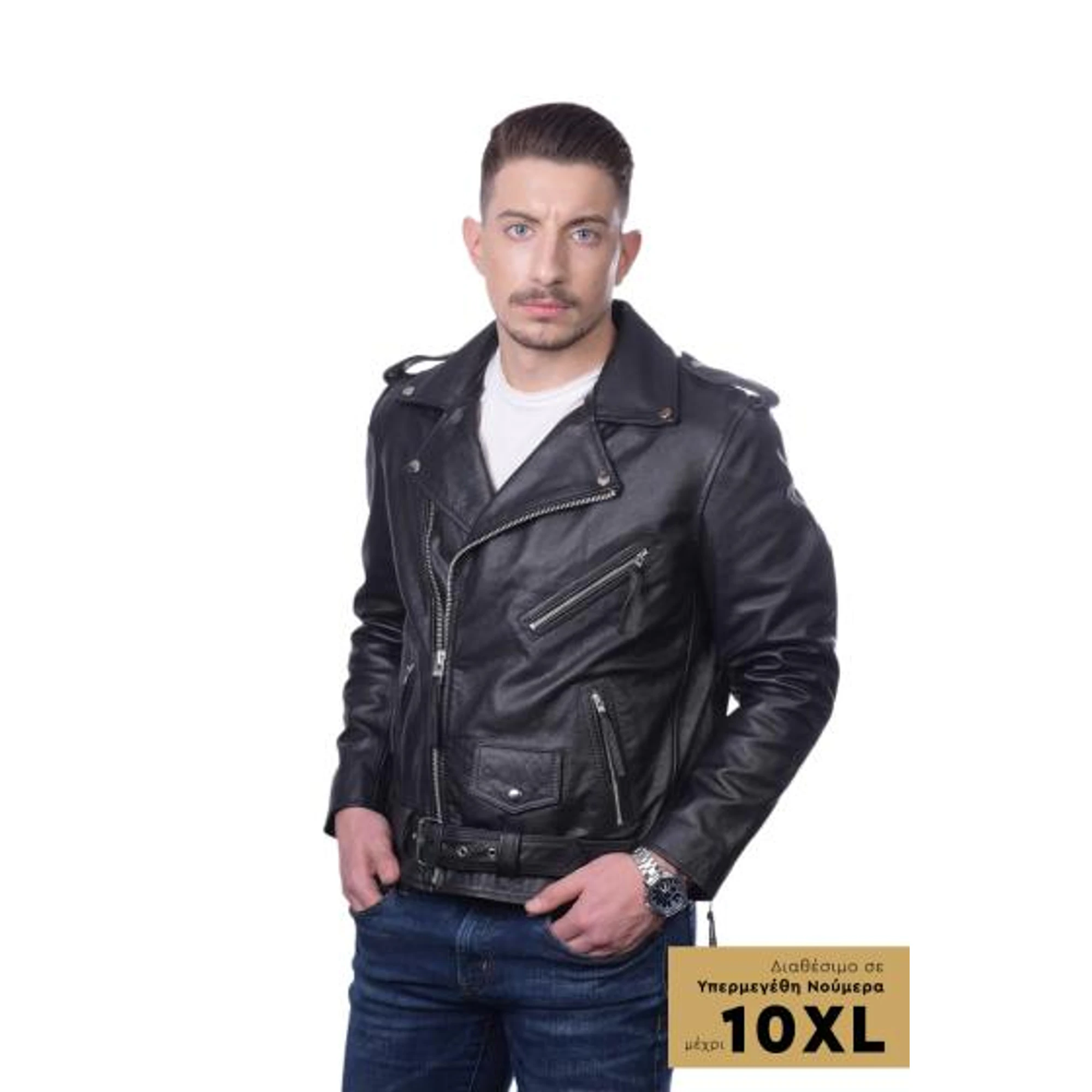Men's Leather Biker Jacket TLM0029